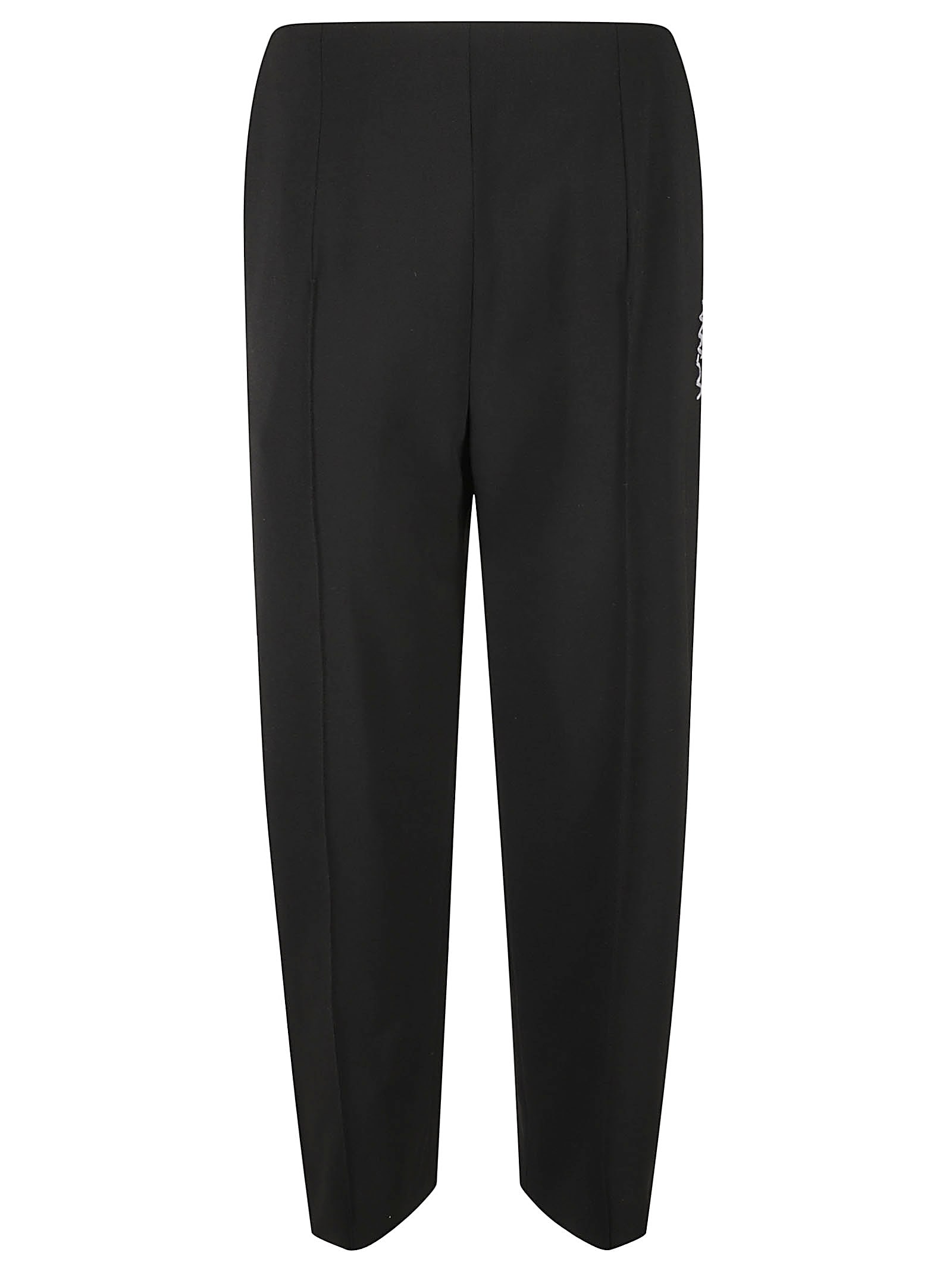 Side Zip Plain Cropped Trousers