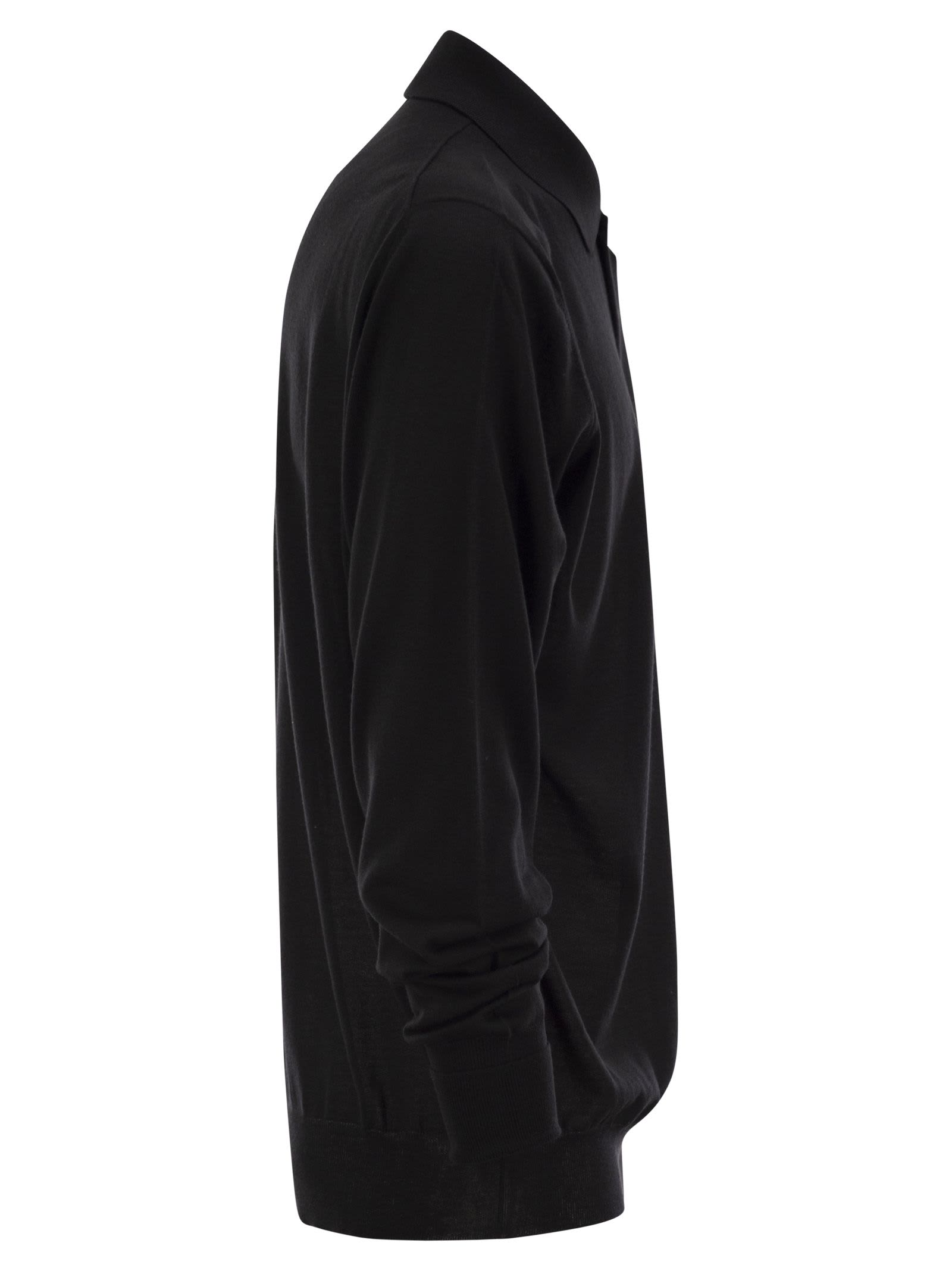Pt Torino Wool Polo Shirt In Black