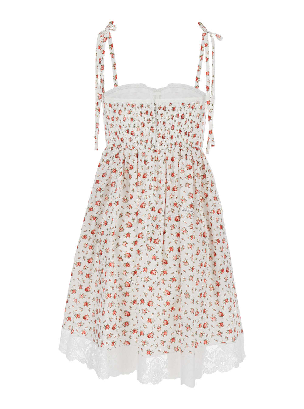 Dolce & Gabbana Lace-trimmed Floral-print Cotton-blend Poplin Bustier Mini Dress In Multi
