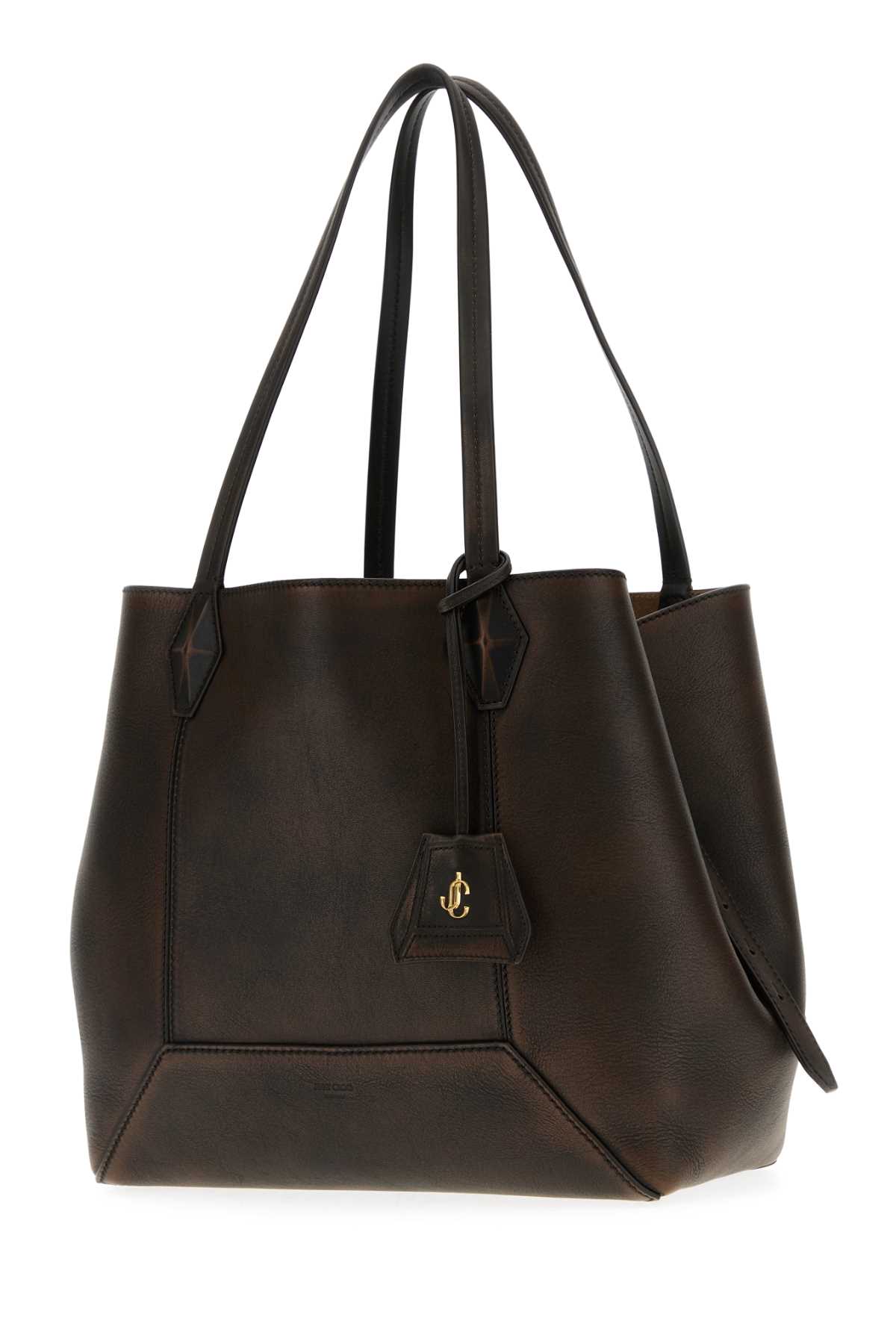 Jimmy Choo Leather Diamond Shopping Clutch Bag In Brown