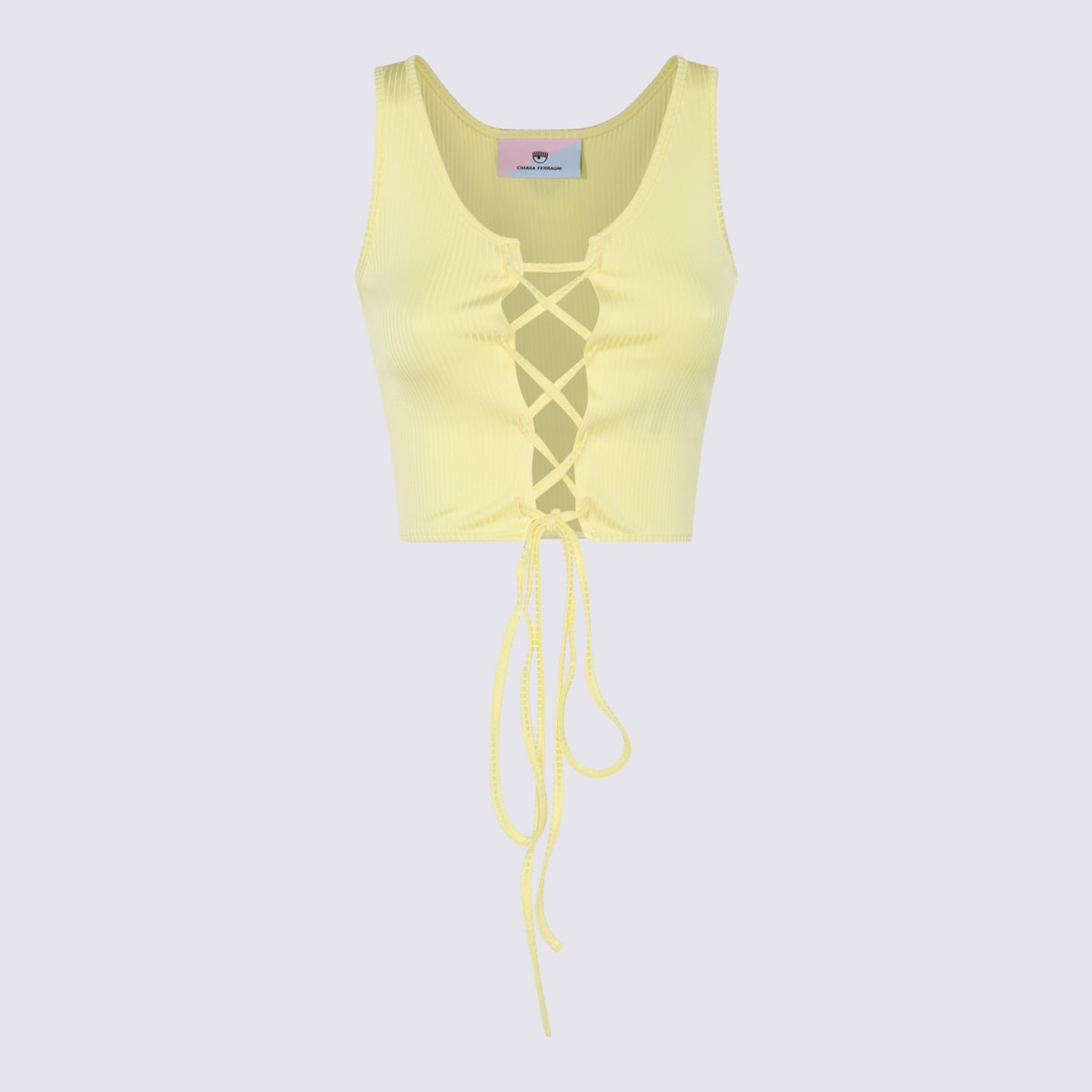 Shop Chiara Ferragni Wax Yellow Cotton Stretch Top
