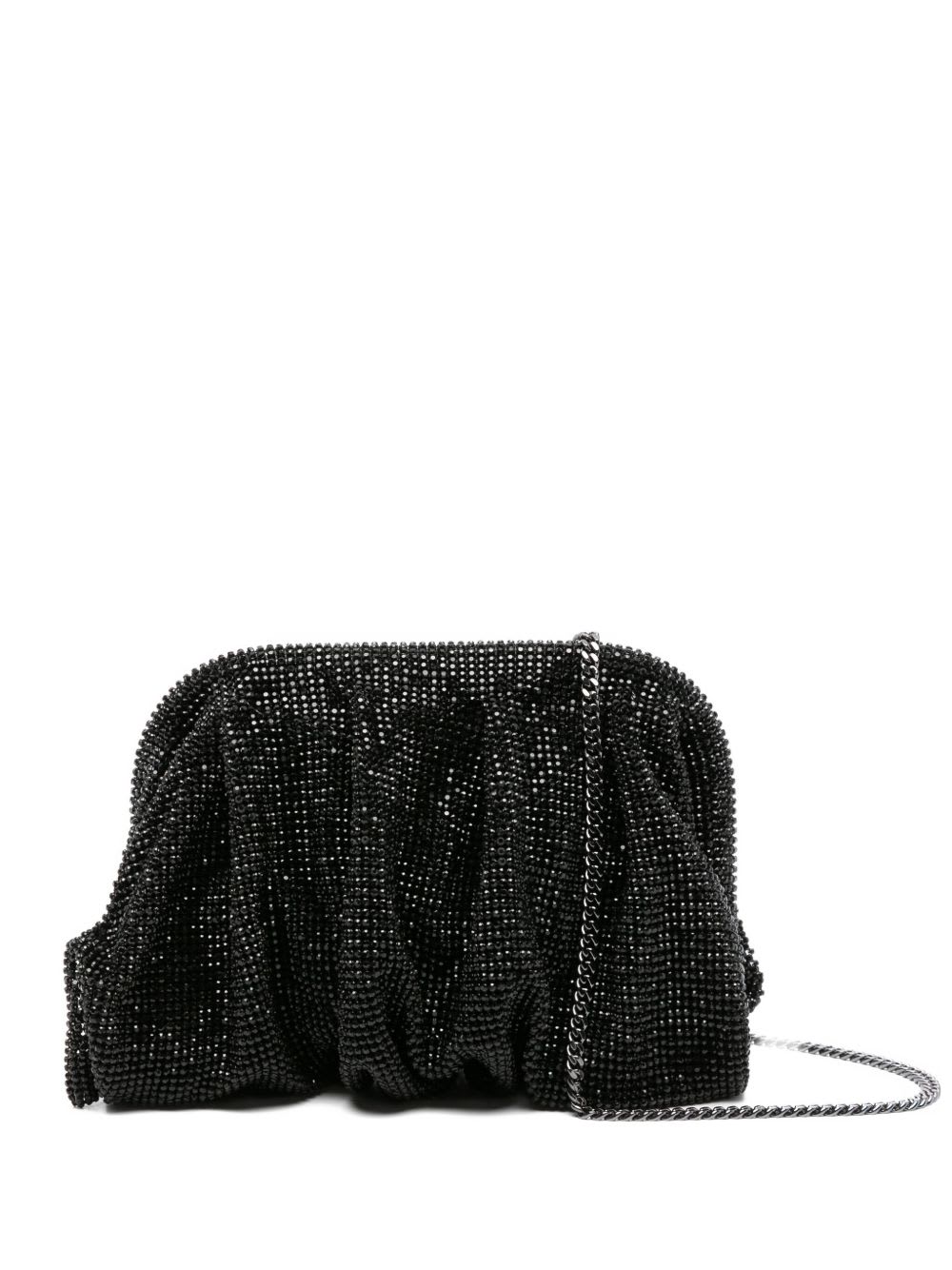 Benedetta Bruzziches Rhinestone And Satin Venus La Petite James Bond Pochette In Black
