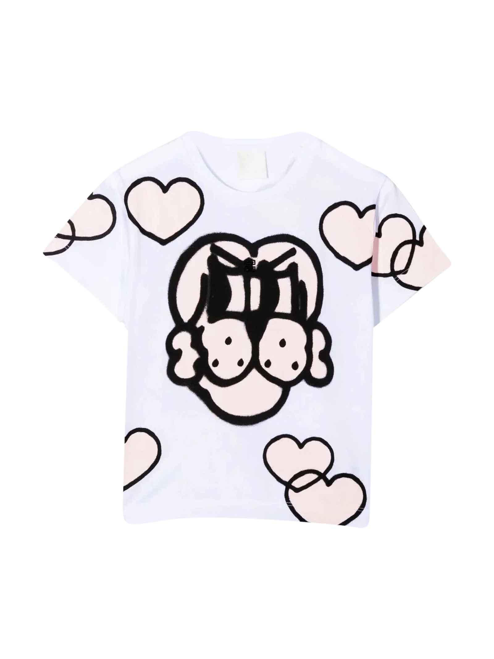 Givenchy Kids' White T-shirt Girl In Bianco