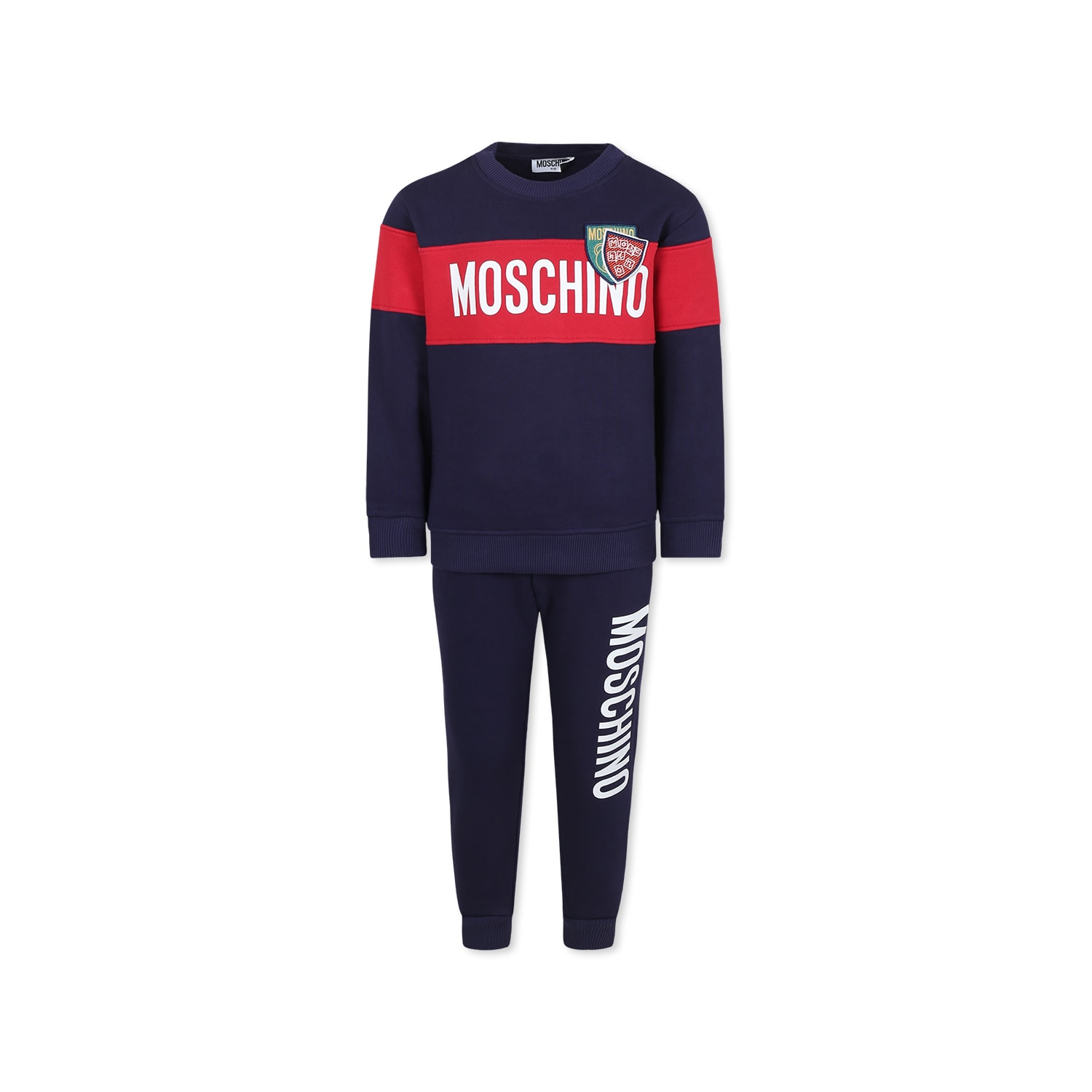 Moschino Kids' Blue Suit For Boy With Logo