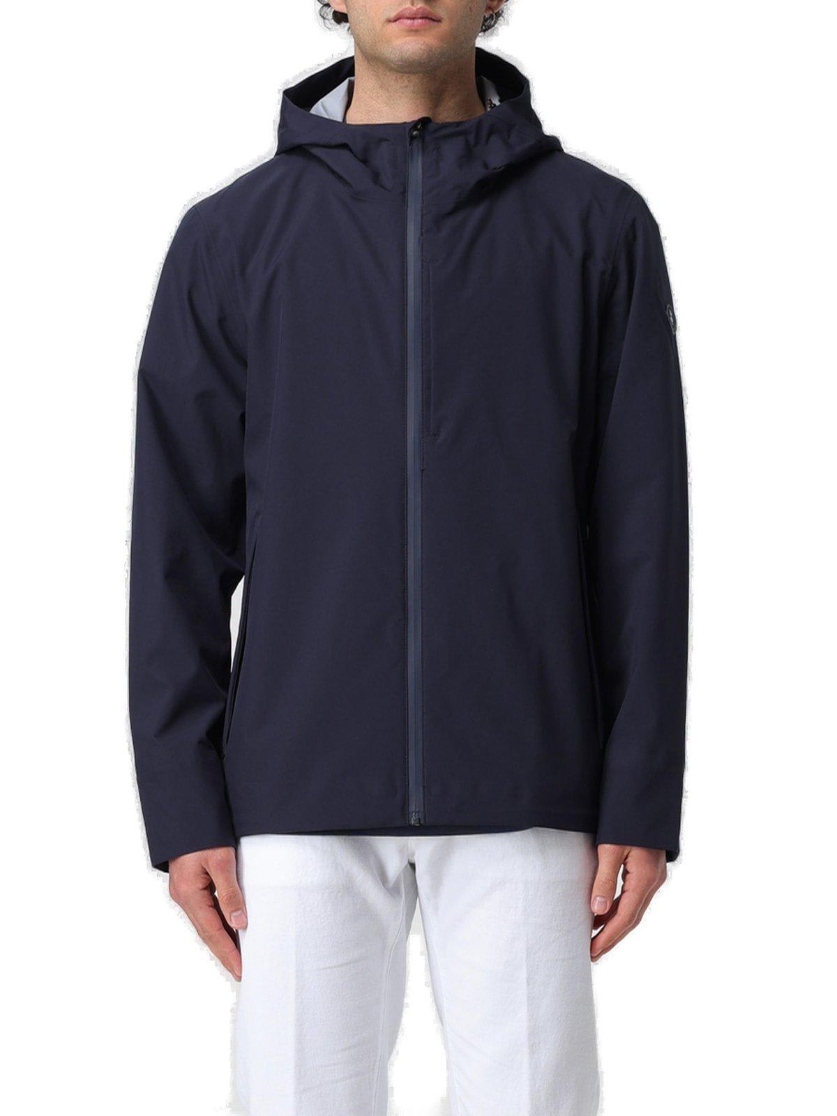 Shop Save The Duck Jari Logo Patch Hooded Jacket In Blue Black