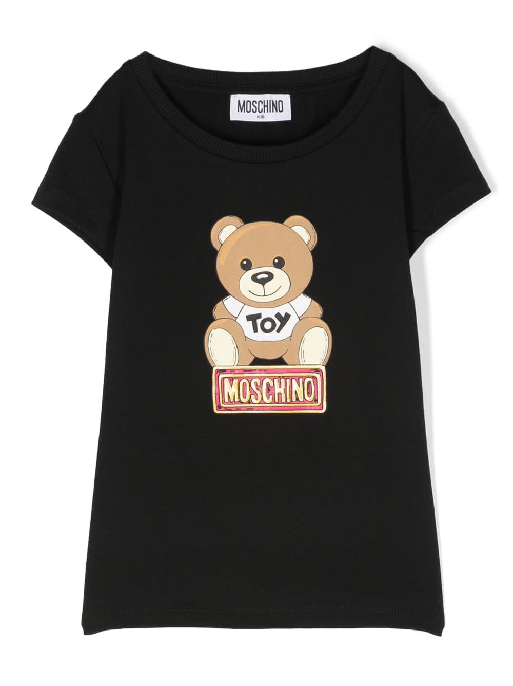 Shop Moschino T-shirt Teddy Bear Bianca In Jersey Di Cotone Bambino In Nero