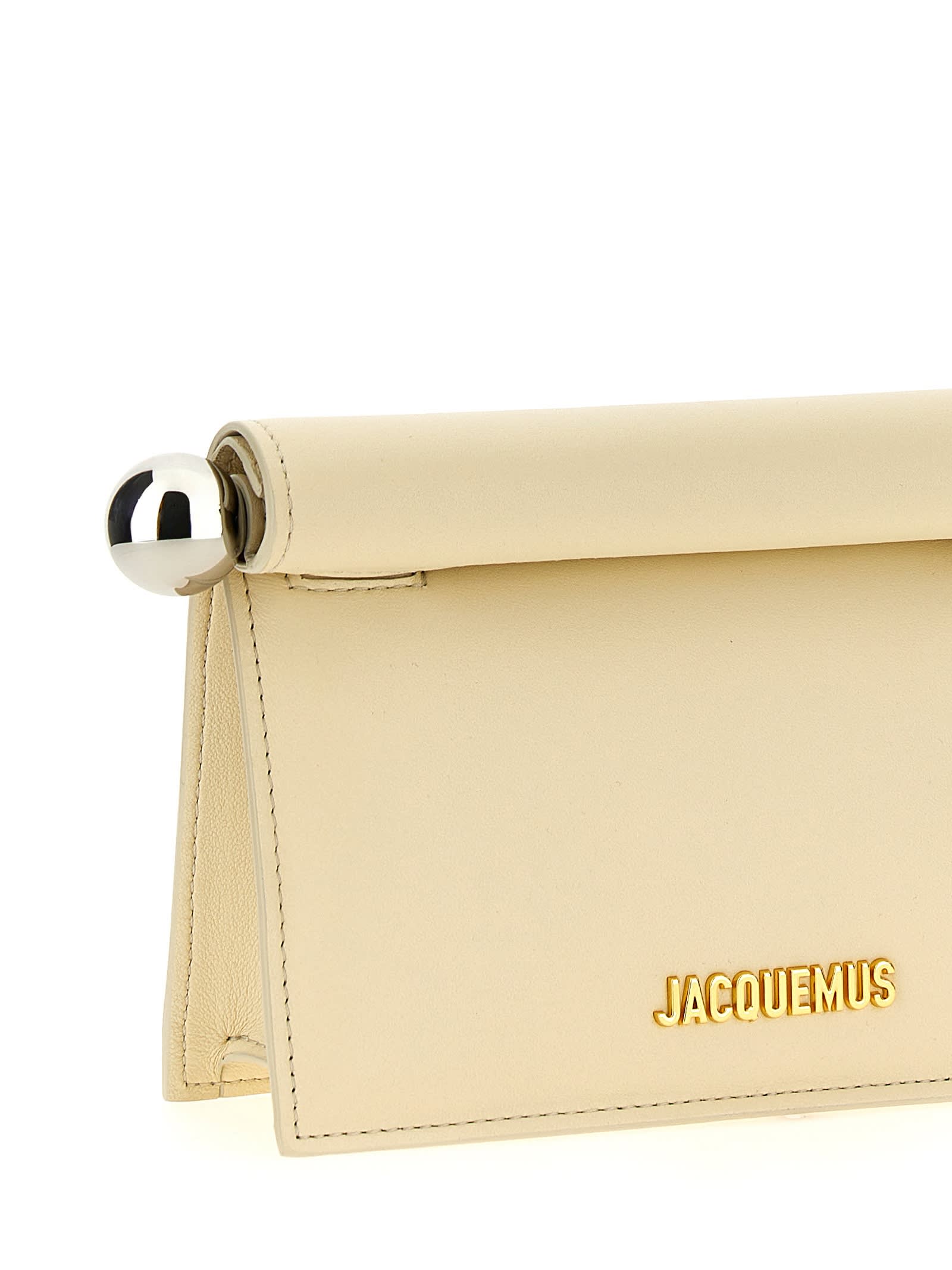 Shop Jacquemus La Petite Pochette Rond Carré Clutch In Beige