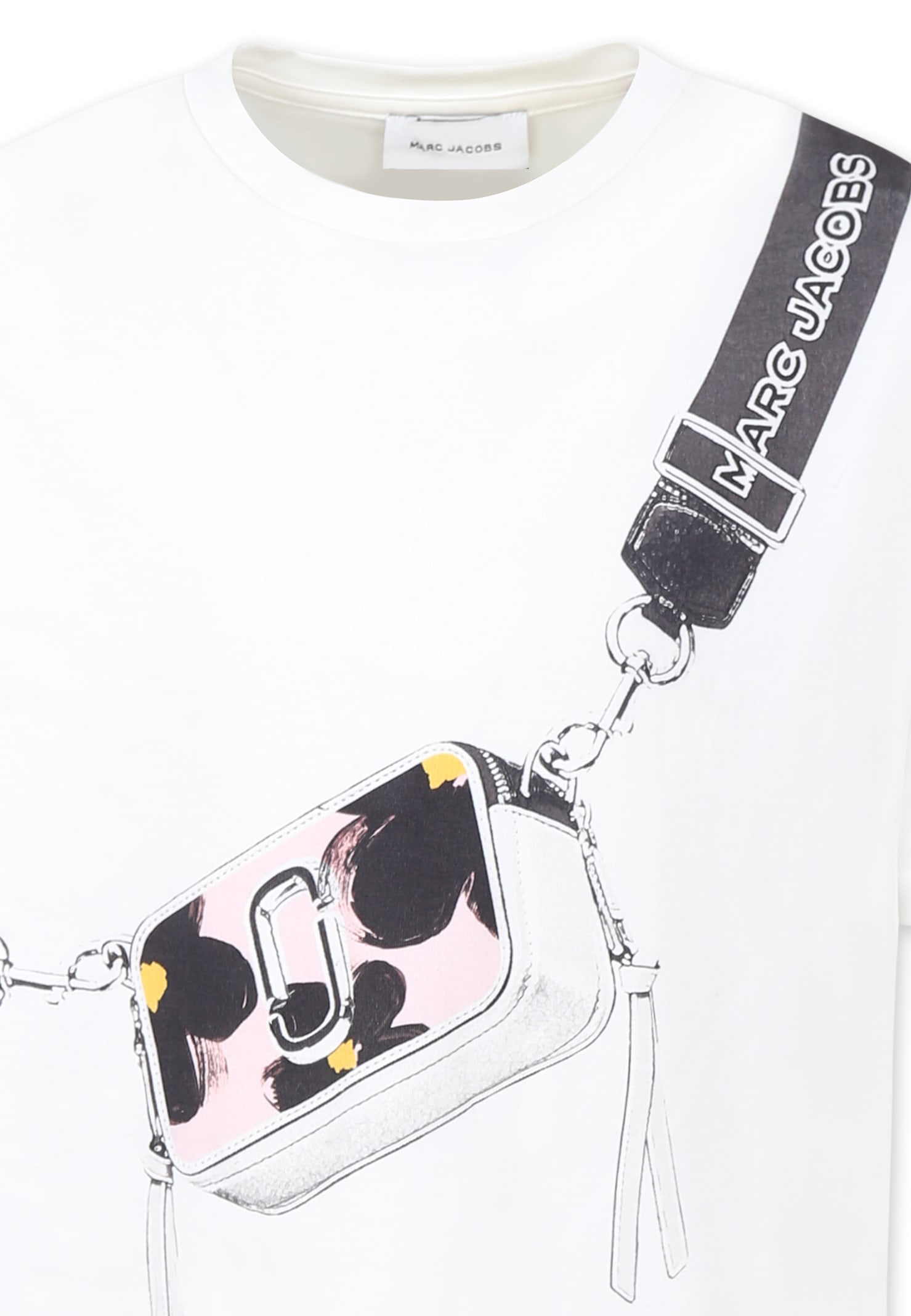 Marc Jacobs White Dress For Girl With Bag Print In White