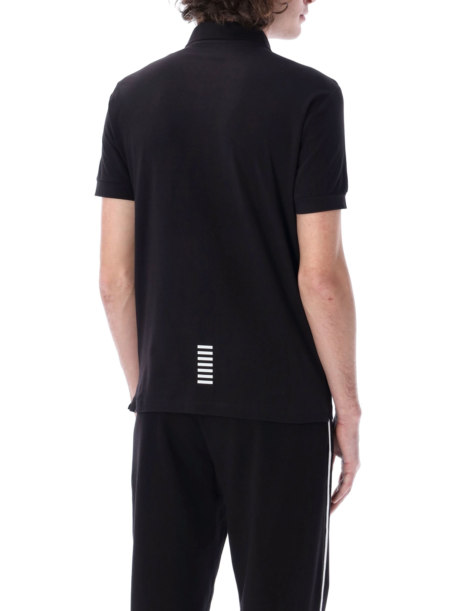 Shop Ea7 Core Identity Stretch-cotton Polo Shirt In Black