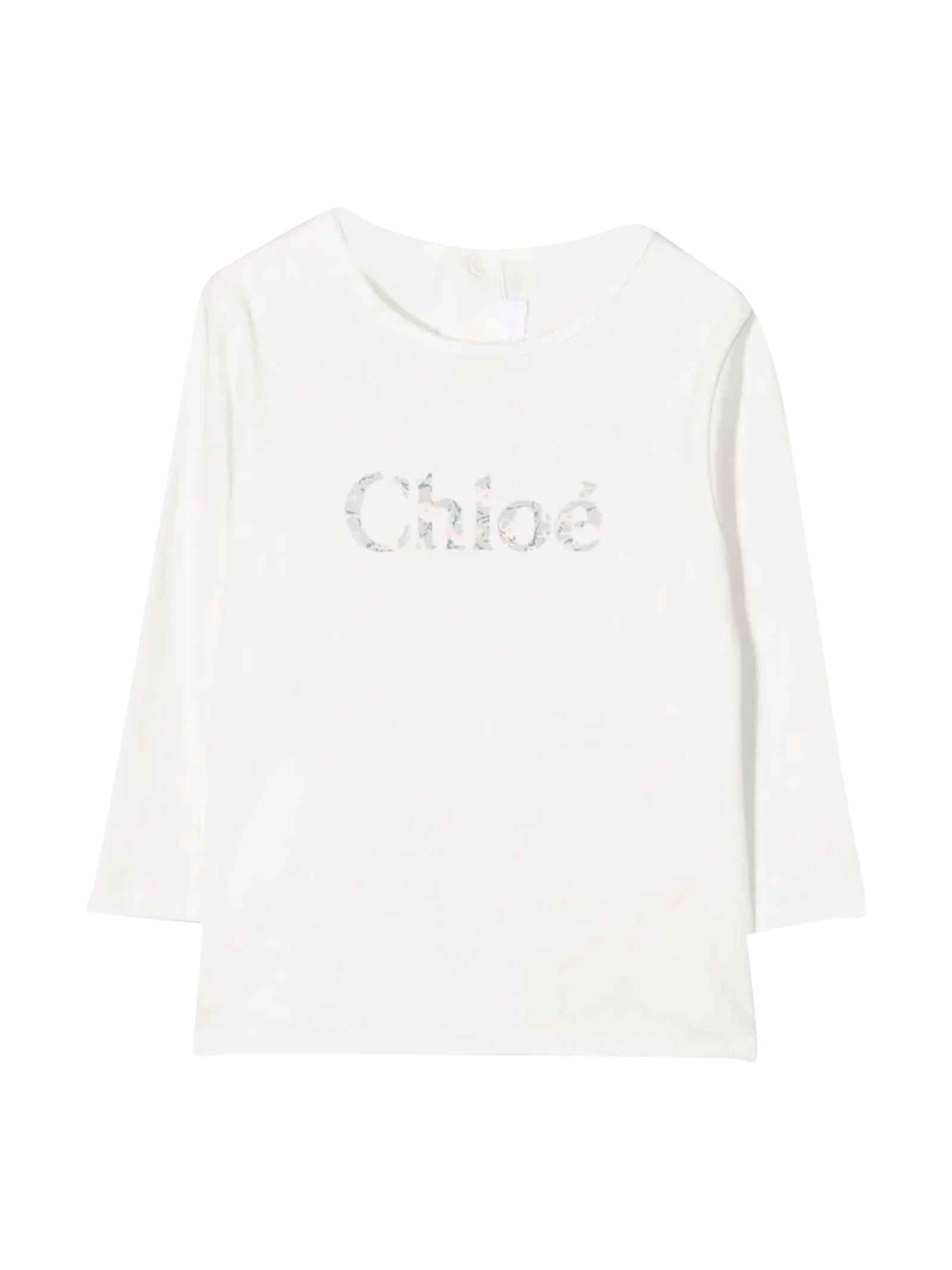 White T-shirt Baby Girl Chloé Kids.
