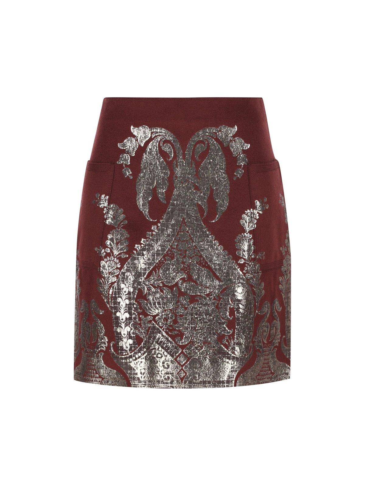 Metallic Printed Mini Skirt