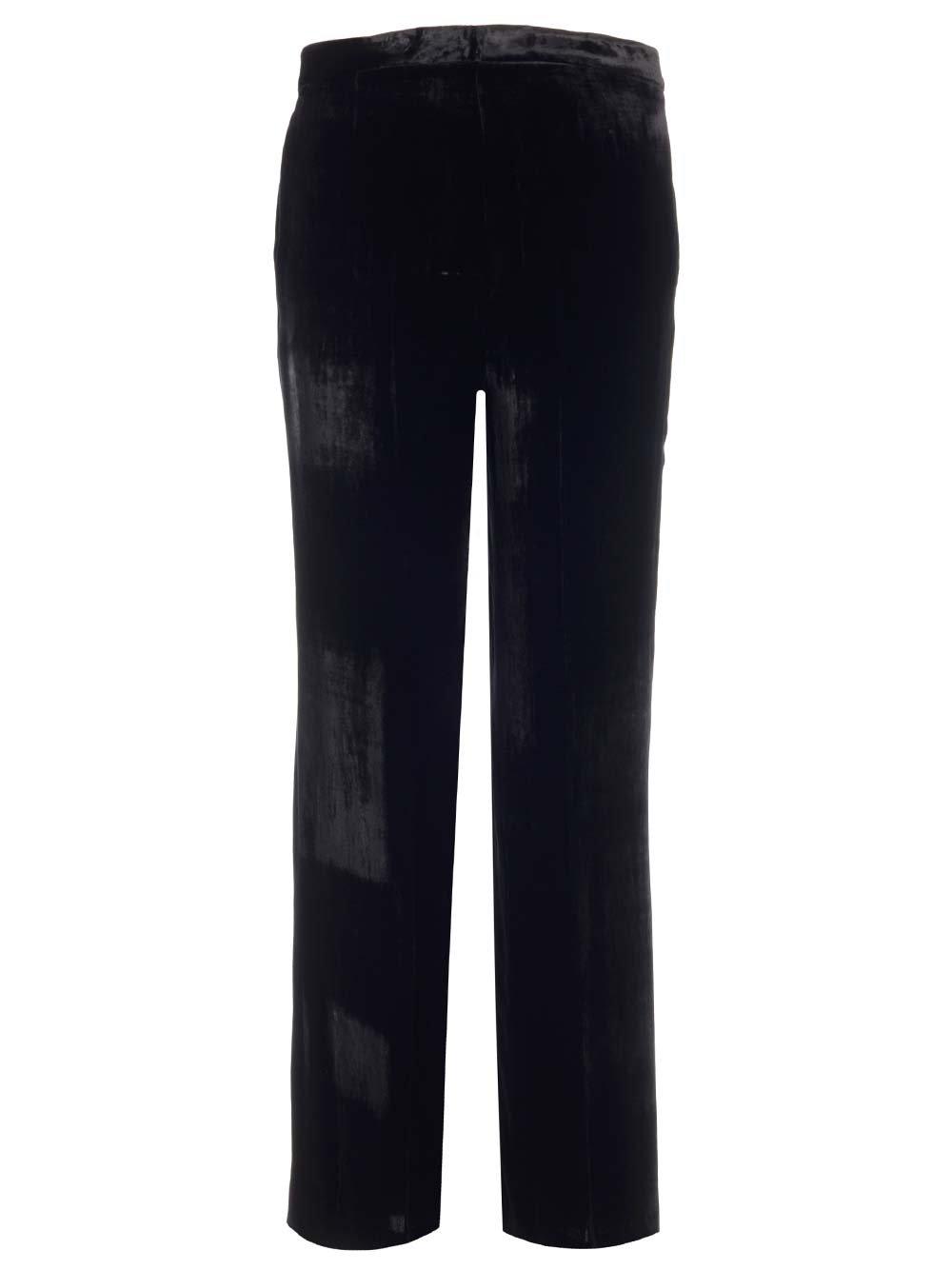 Shop P.a.r.o.s.h High Waist Velvet Trousers In Nero