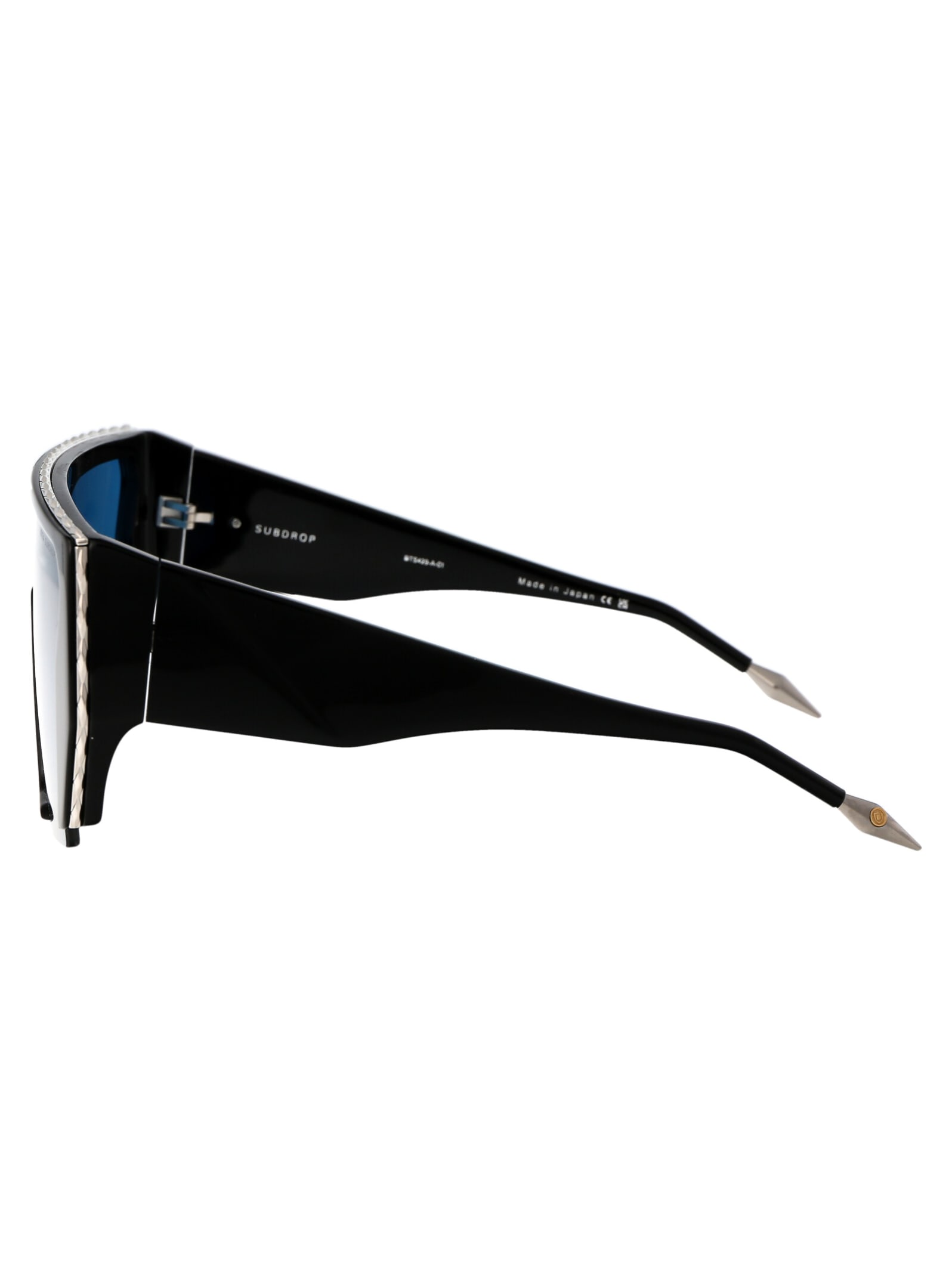 Shop Dita Subdrop Sunglasses In 01 Black - Silver W/ Cobalt Blue