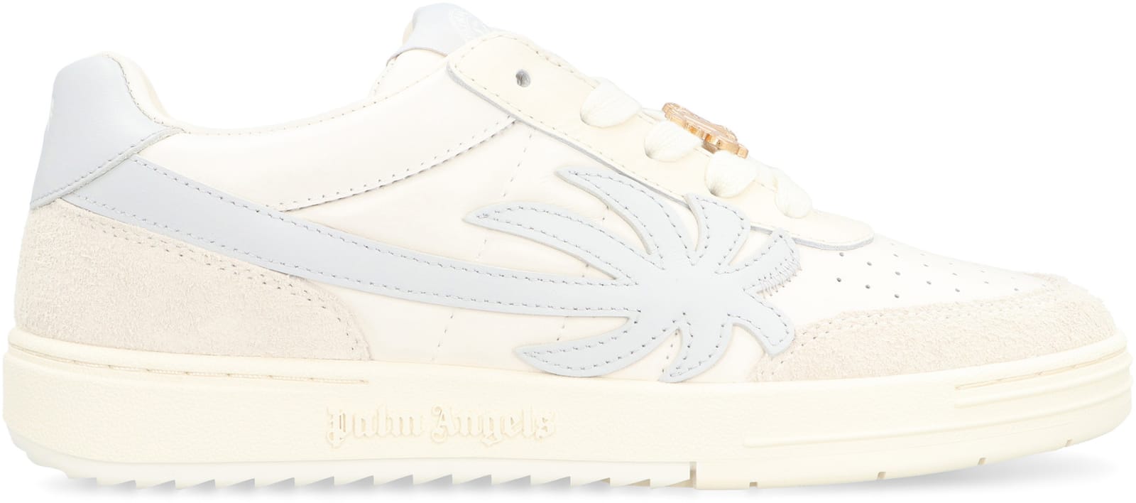 Shop Palm Angels Palm Beach University Leather Low Sneakers In White