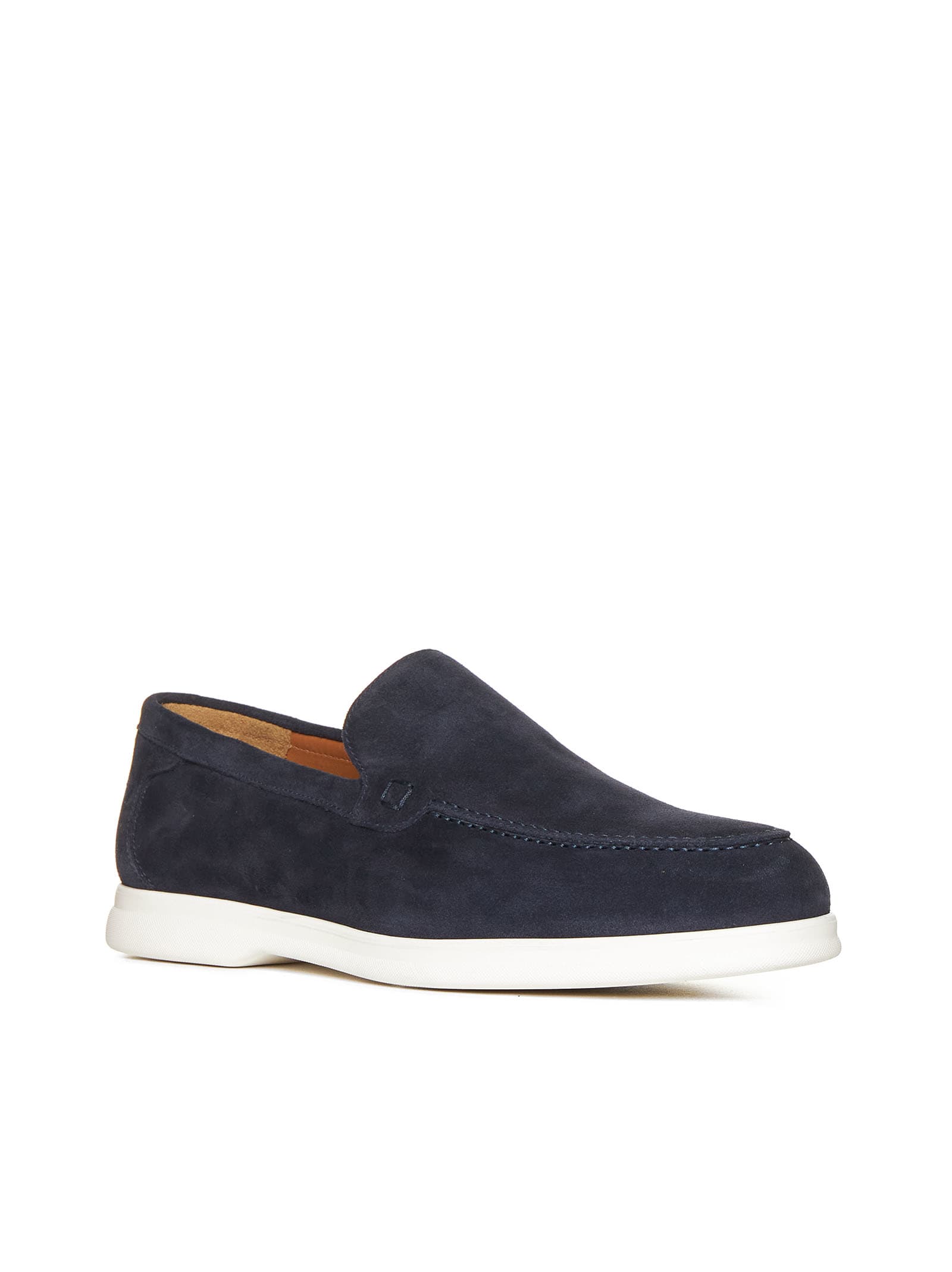 Shop Doucal's Loafers In Blu + F.do Bianco