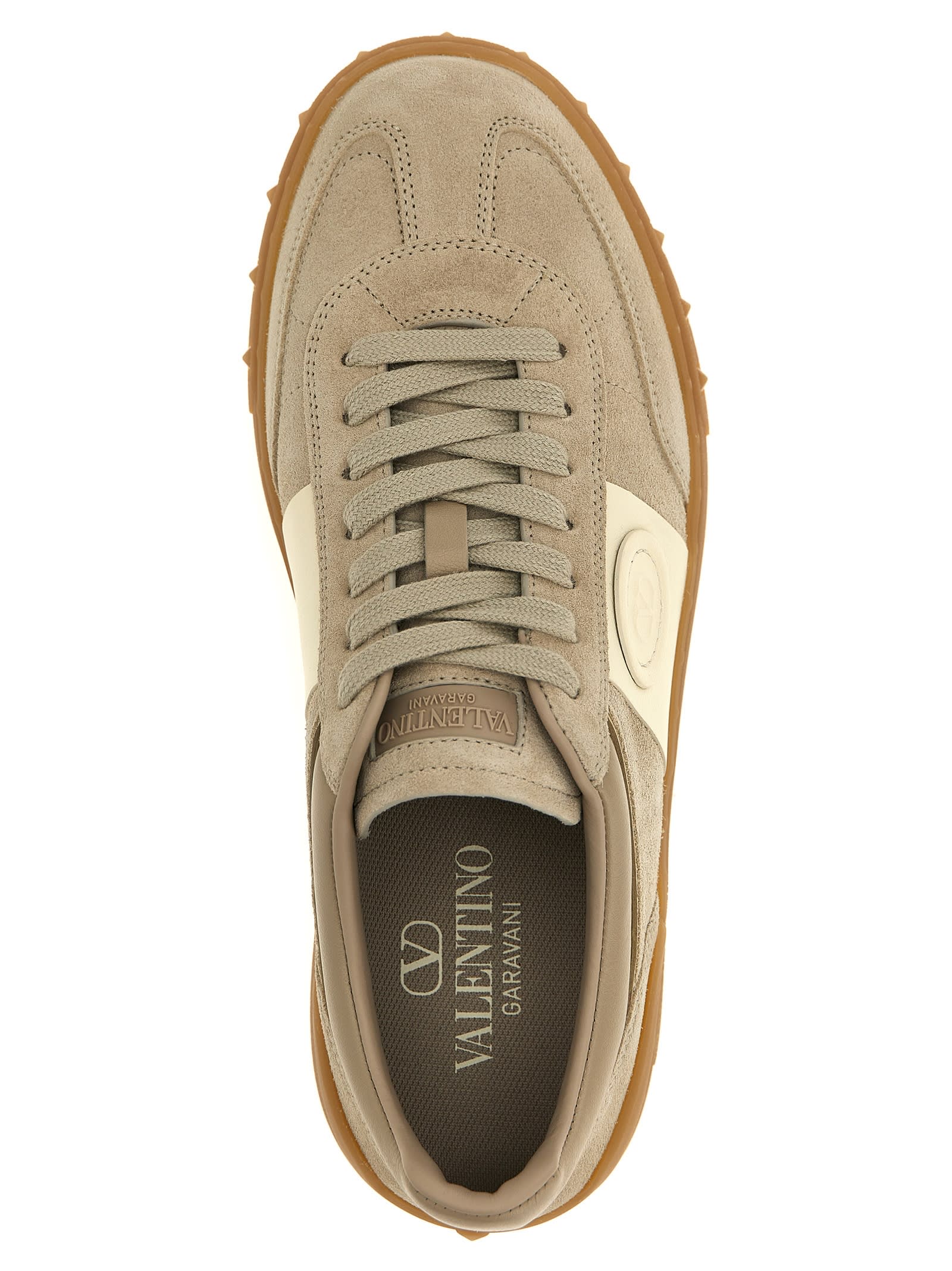 Valentino Upvillage Suede Sneakers In Beige