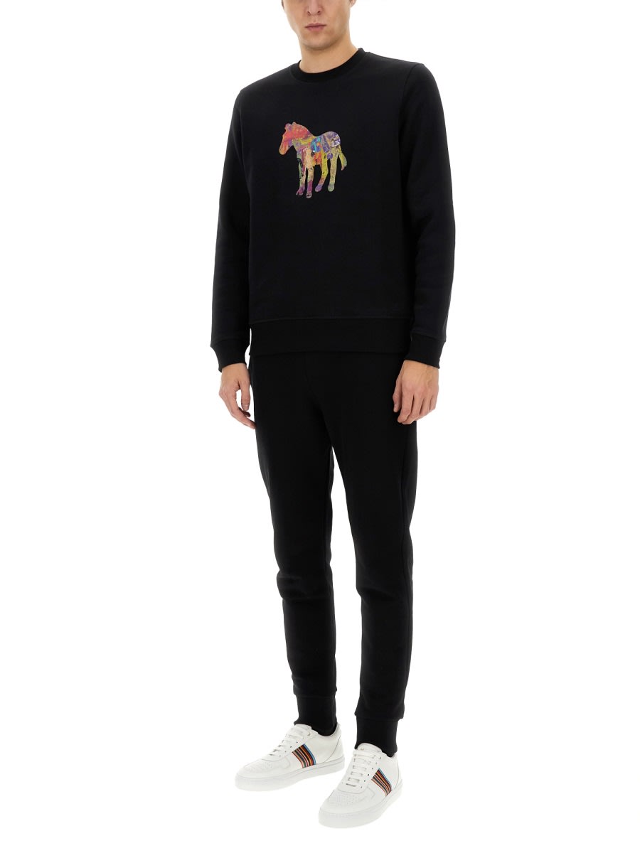 Ps By Paul Smith Ps Paul Smith Zebra Printed Crewneck Sweatshirt In Black