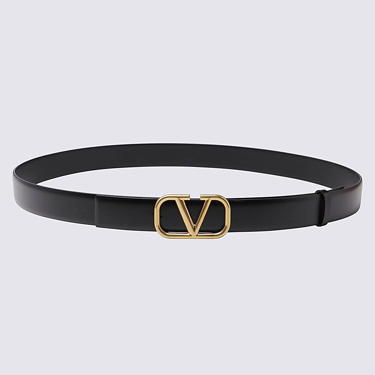 Shop Valentino Black And Gold Leather Belt In Nero/gold