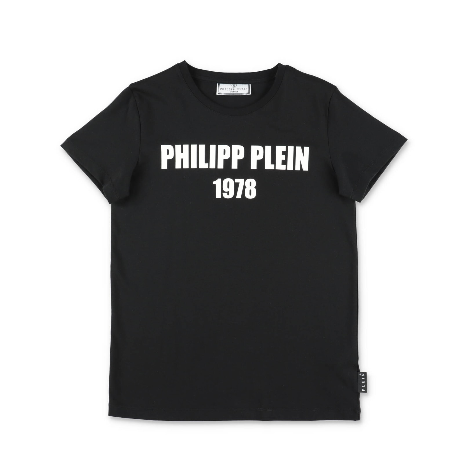 Philipp Plein Junior T-shirt Nera In Jersey Di Cotone Bambino