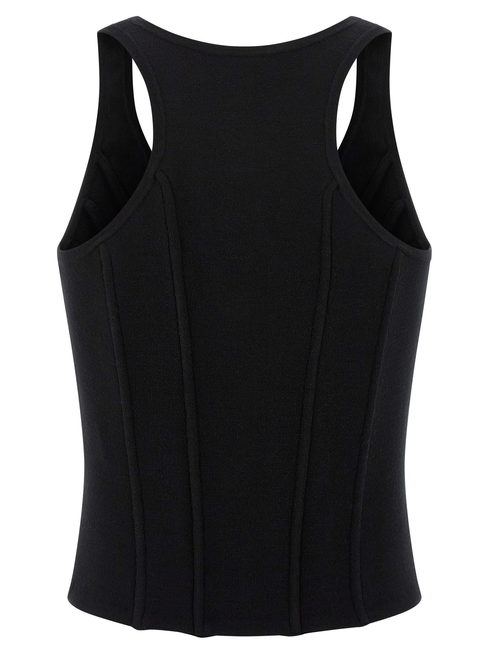 Elisabetta Franchi Structured Wool Blend Bustier Top In Black