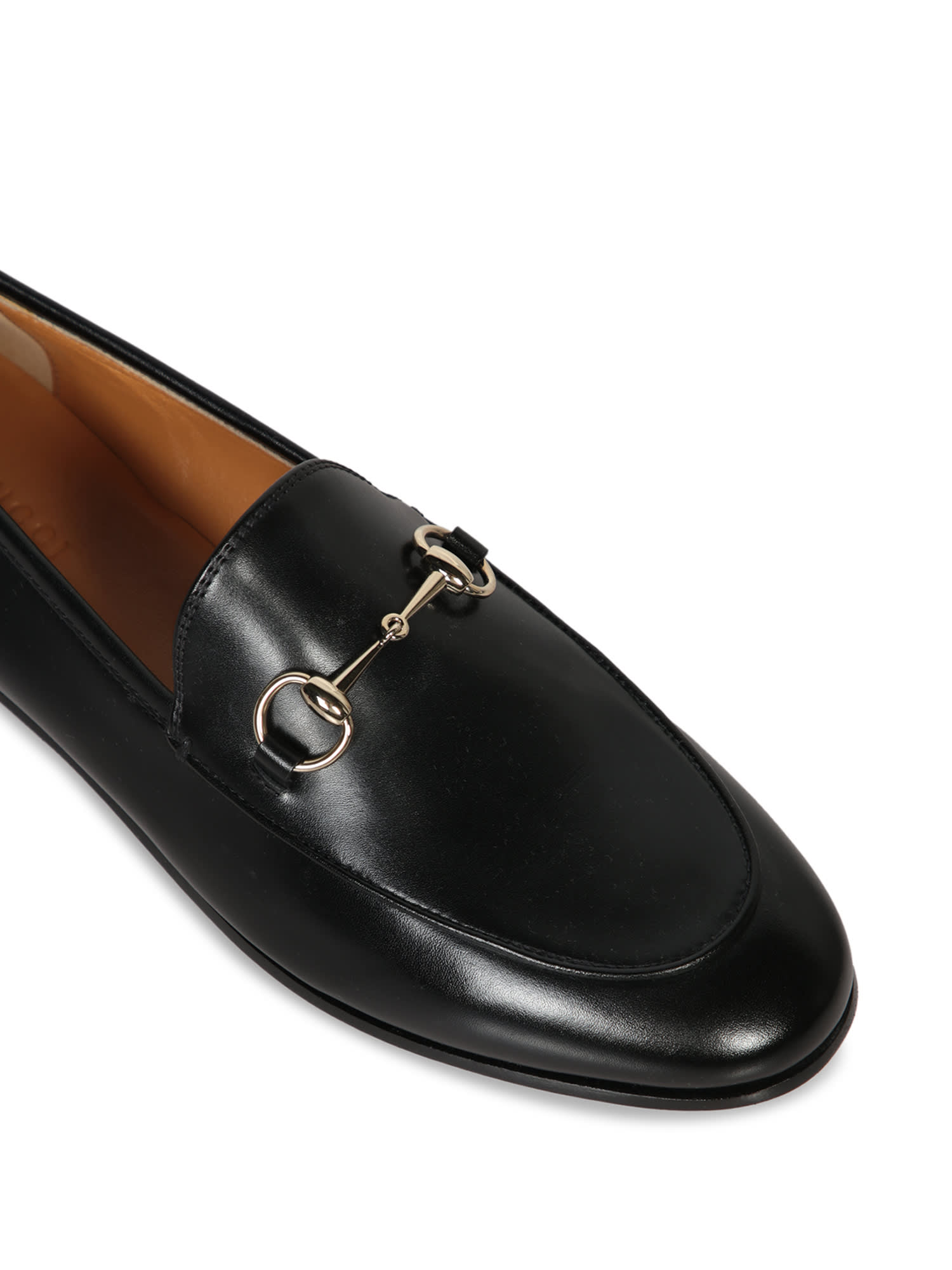 Shop Gucci Jordan Leather Loafers In Black