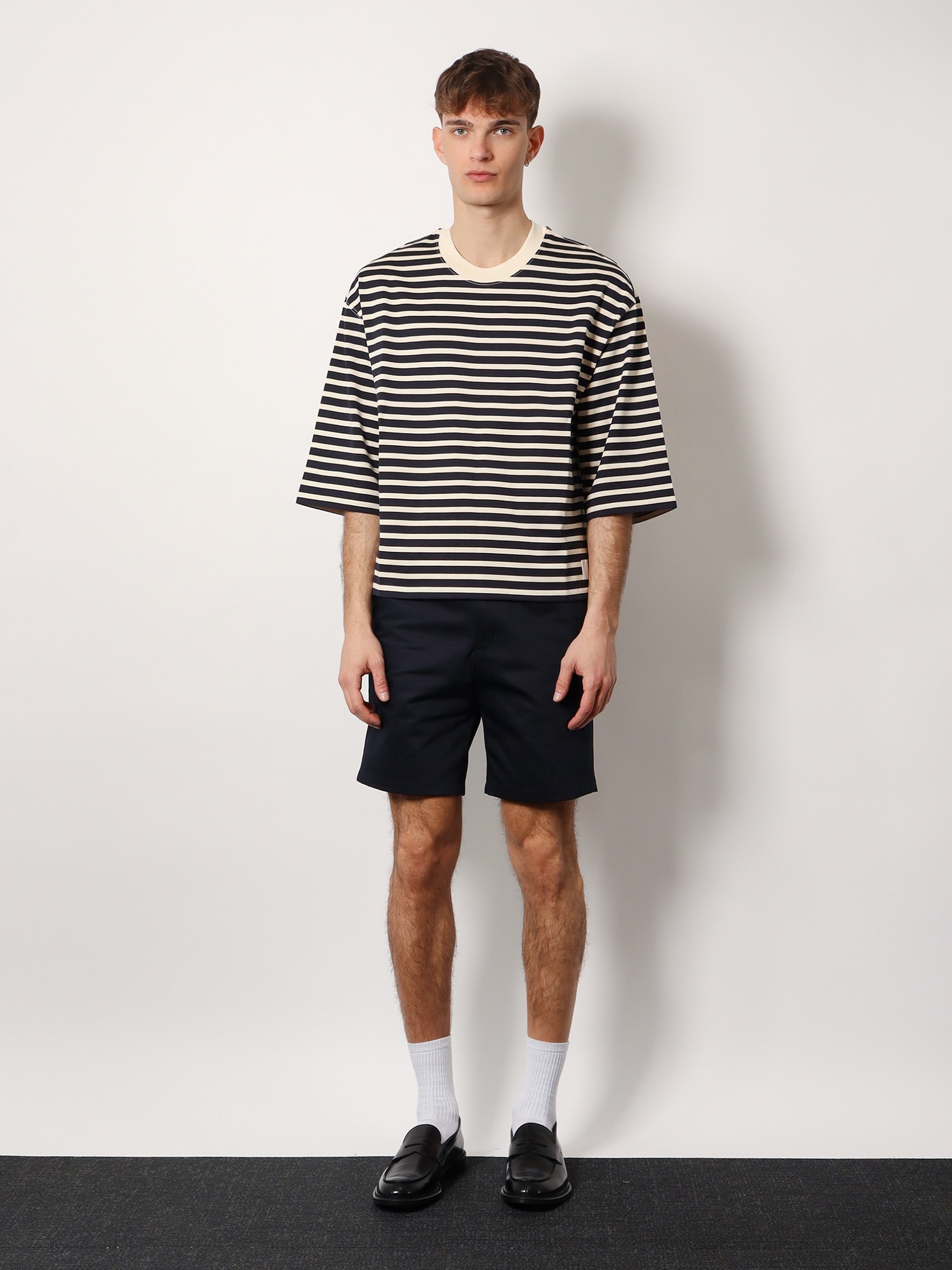 Shop Ami Alexandre Mattiussi Cotton Bermuda Shorts With Elastic Detail In Blue