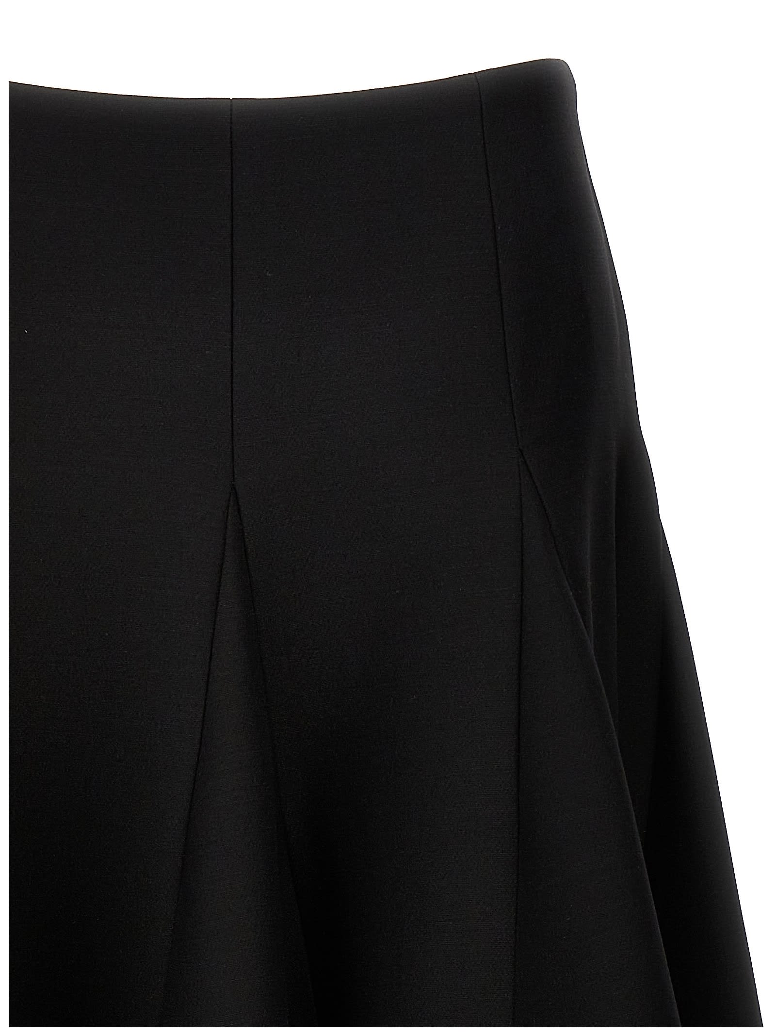 Valentino Crepe Couture Wool-blend Midi Skirt In Black