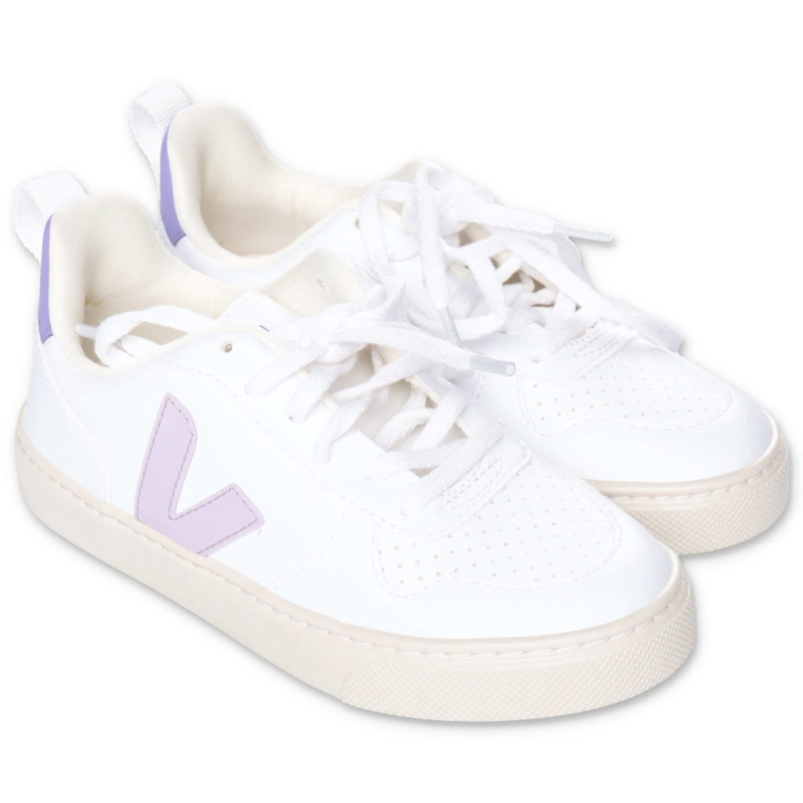 Veja Kids'  Sneakers Bianche In Similpelle Con Lacci Bambino In Bianco