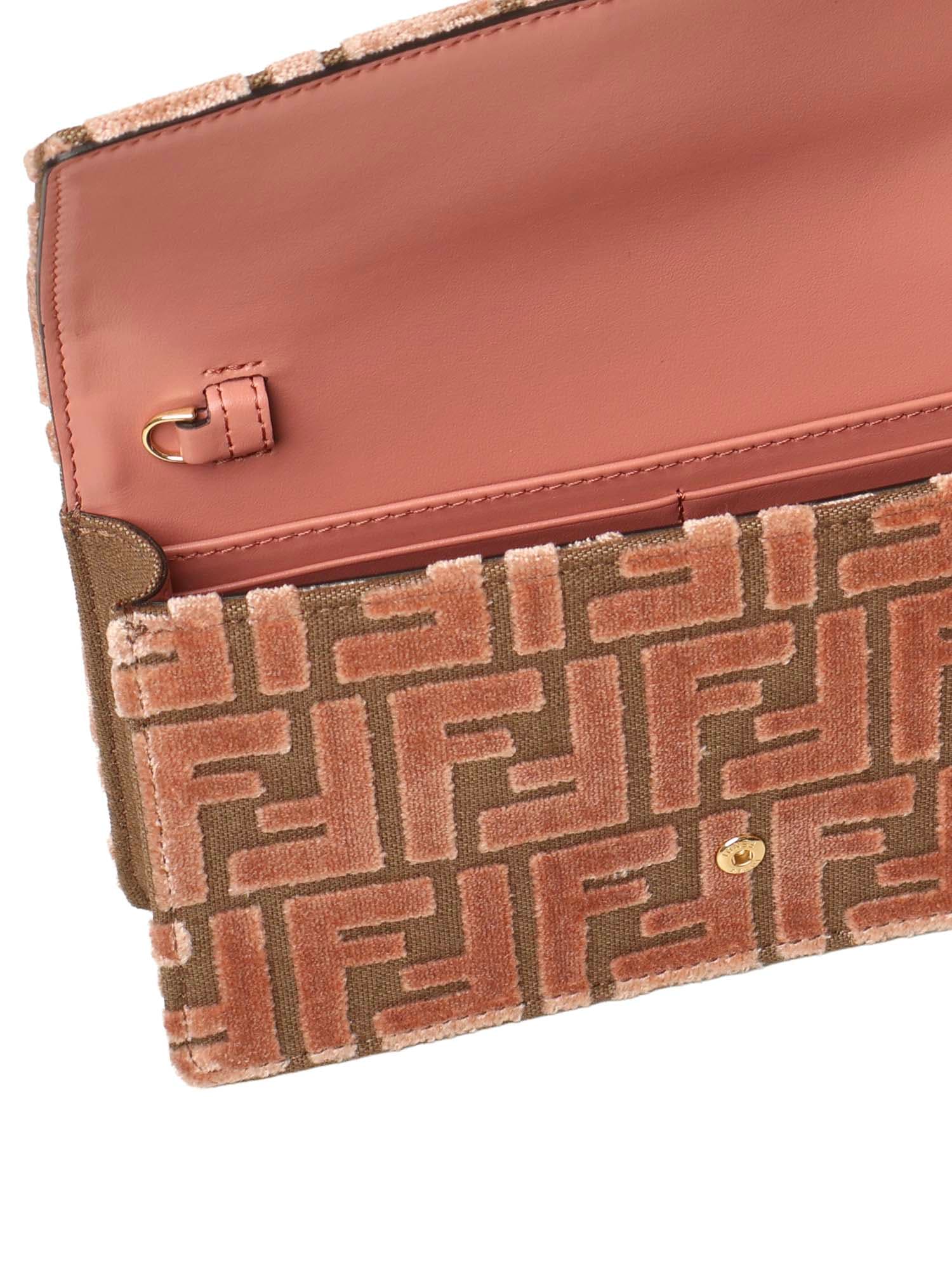 Fendi Ff Jacquard Baguette Wallet In Pink