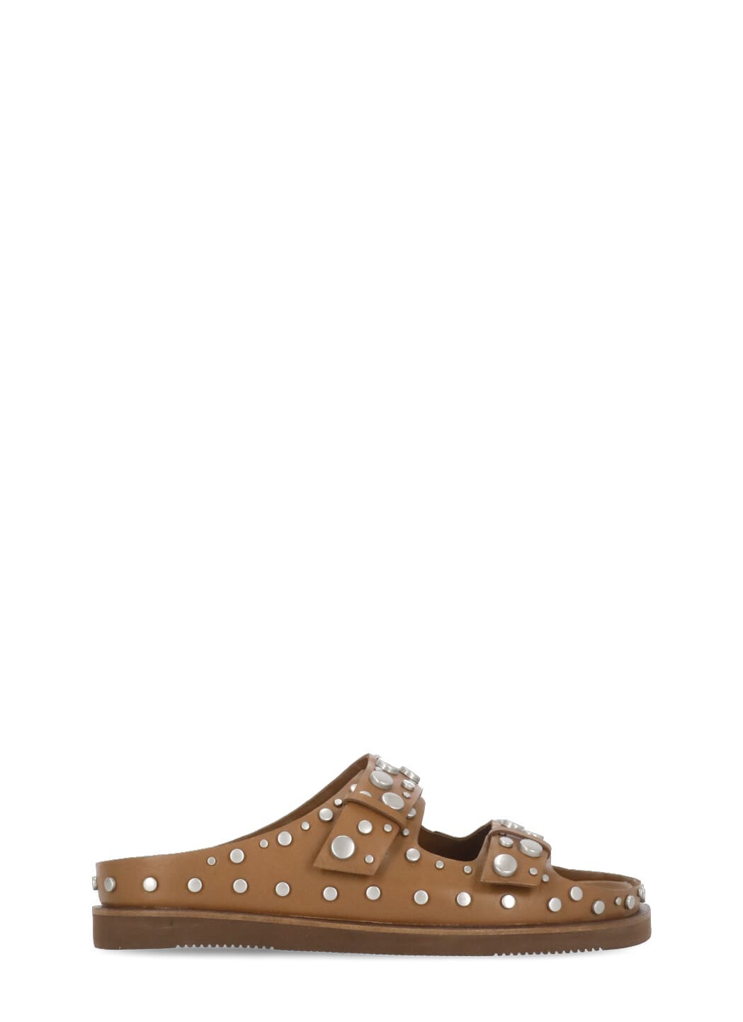 Ash Ultra Tan Leather Studded Two Bar Mules
