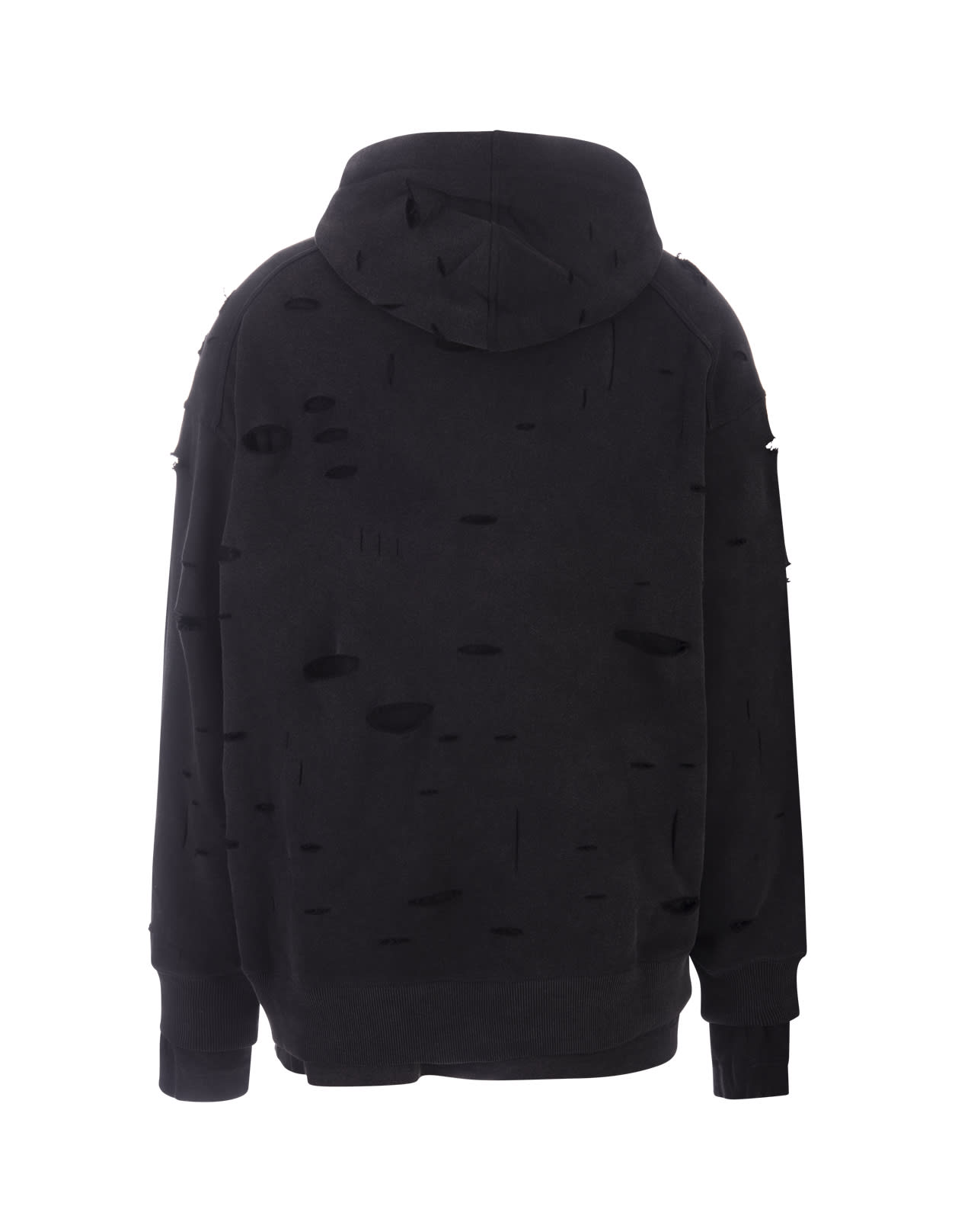 Shop Givenchy Black Destroyed Hoodie With Logo