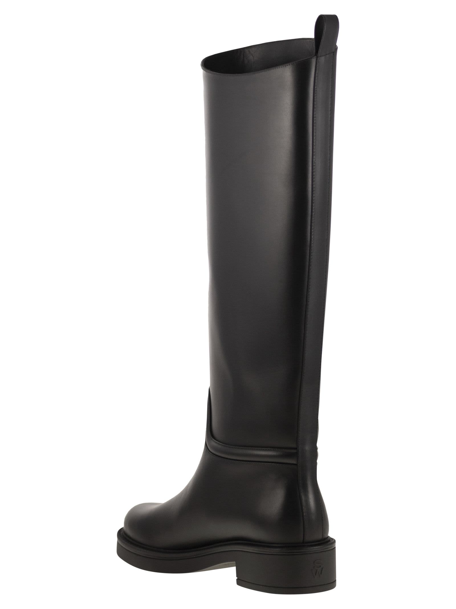 Stuart Weitzman Knee-high Block Heel Celia Leather Boots In Black