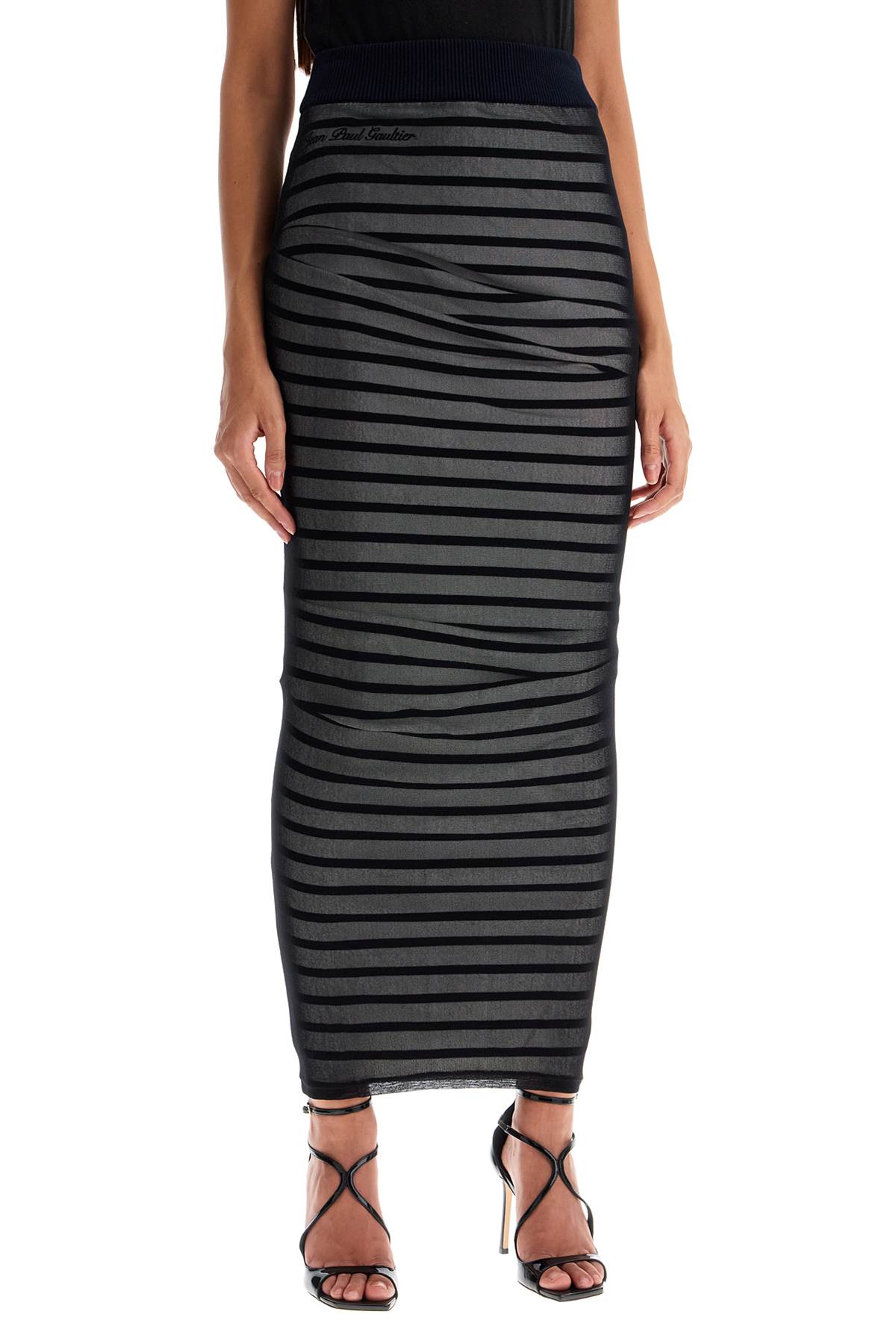 Shop Jean Paul Gaultier Striped Skirt In In Navy/white/black (black)