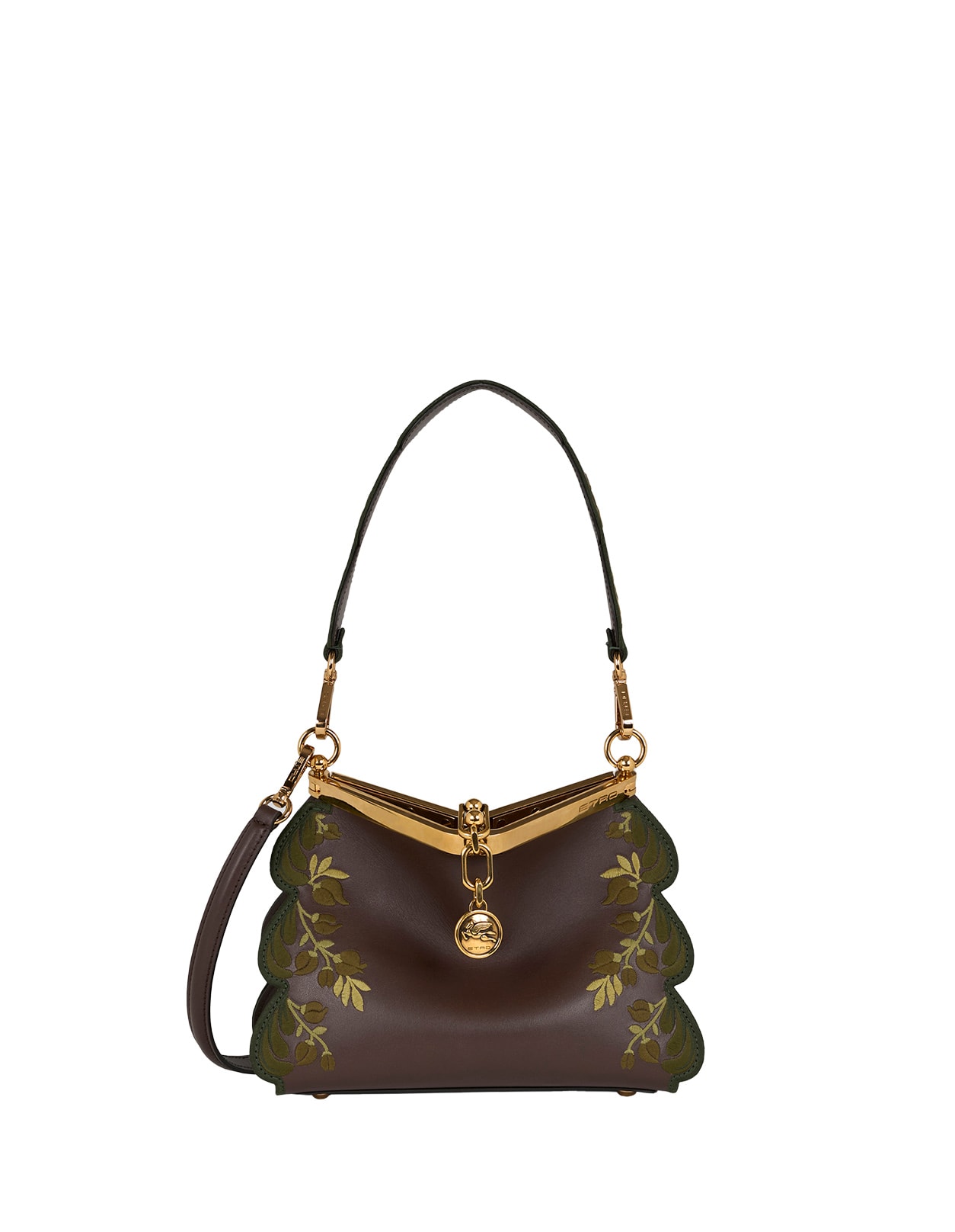 Shop Etro Brown Small Vela Bag With Embroidery