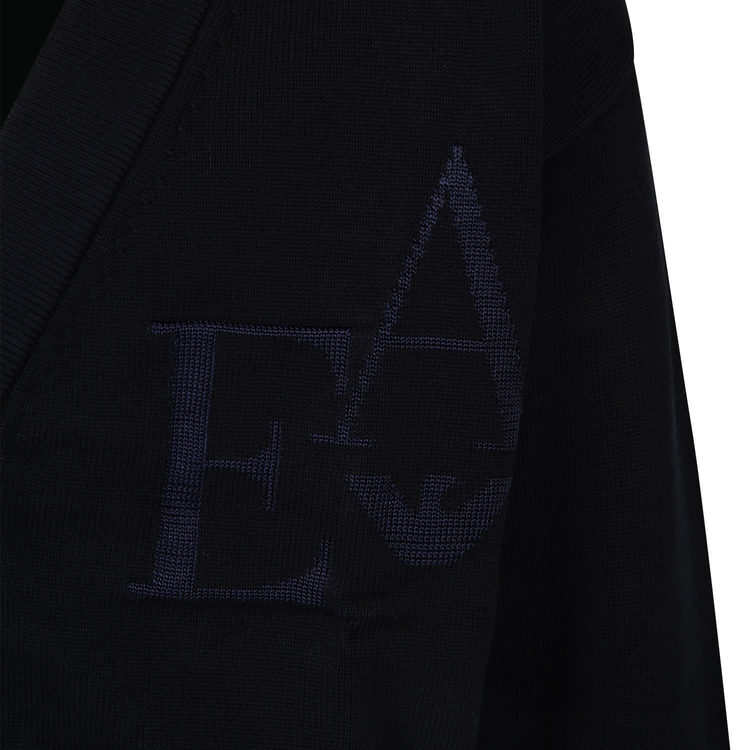 Shop Emporio Armani Blue Cardigan For Boy With Embroidered Logo In Blu Navy