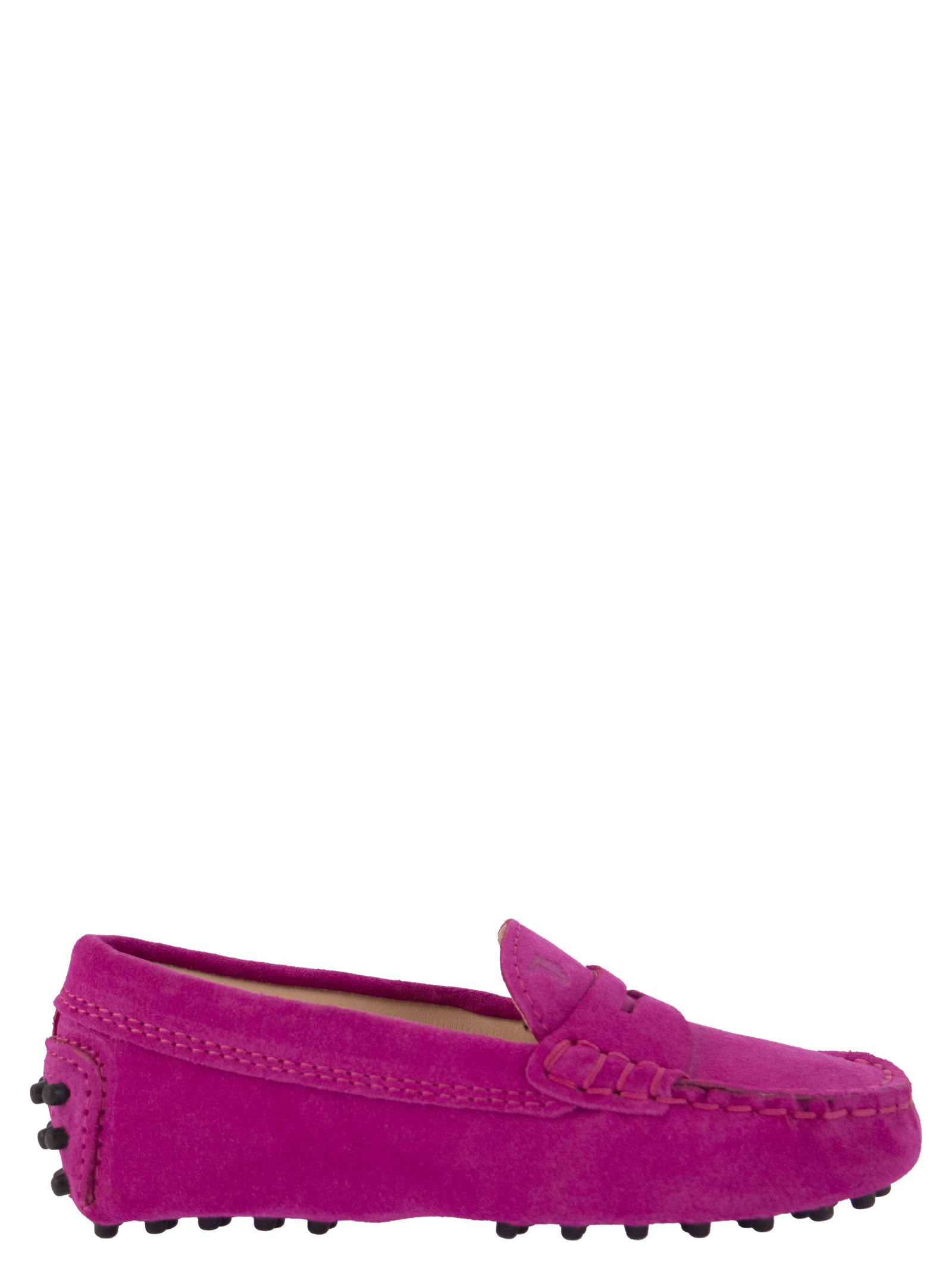 Shop Tod's Suede Loafer In Fuxia