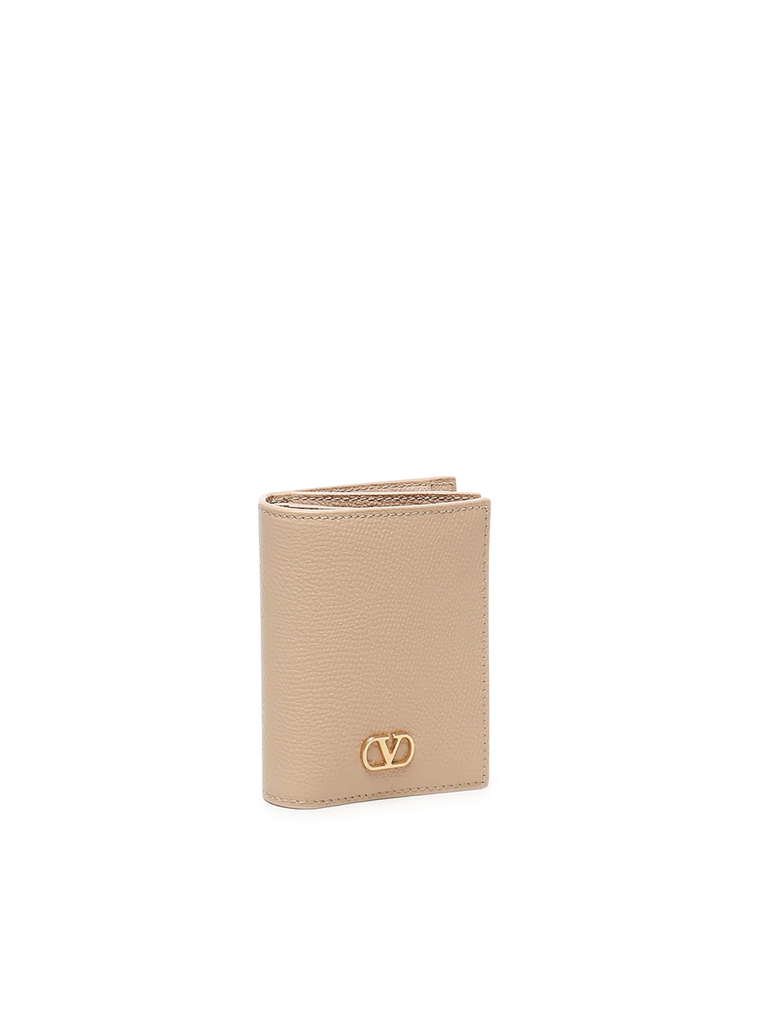 Valentino Logo-plaque Leather Wallet In Brown