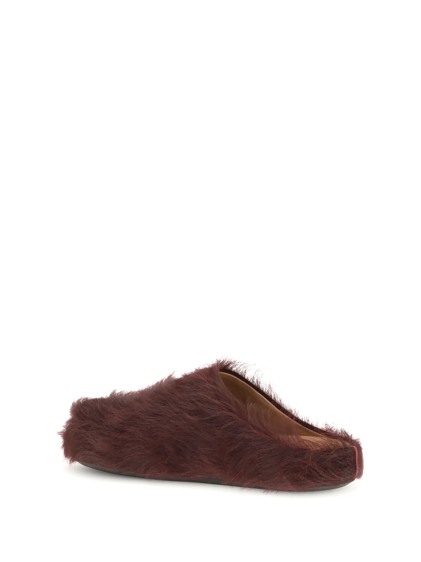 Marni Women Long-haired Calfskin Fussbett Mules In Brown