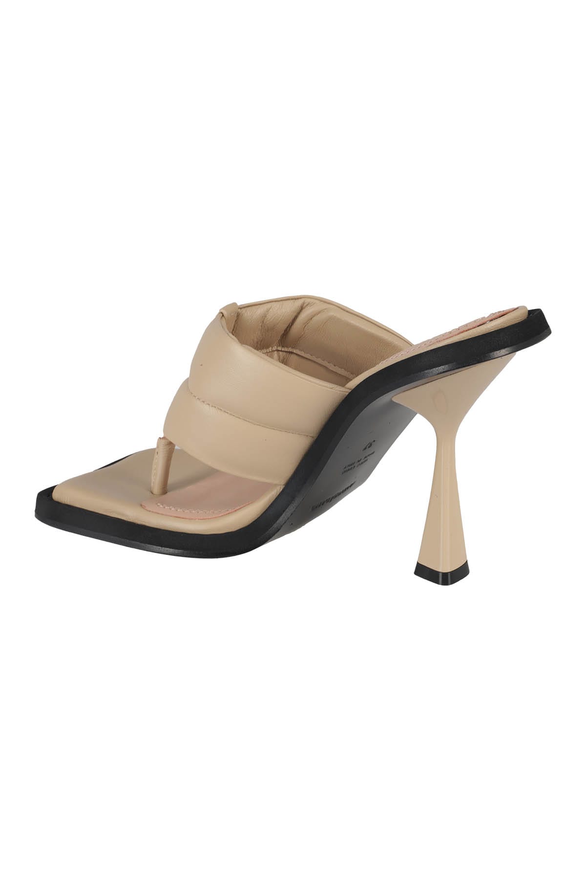 Shop Andreädamo Square Toe Padded Thong Leather In Nude