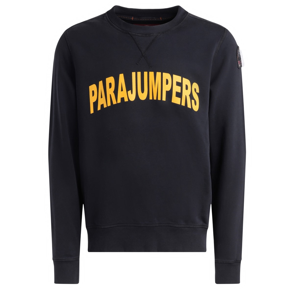 Parajumpers Caleb Sweatshirt In Black Cotton With Yellow Logo