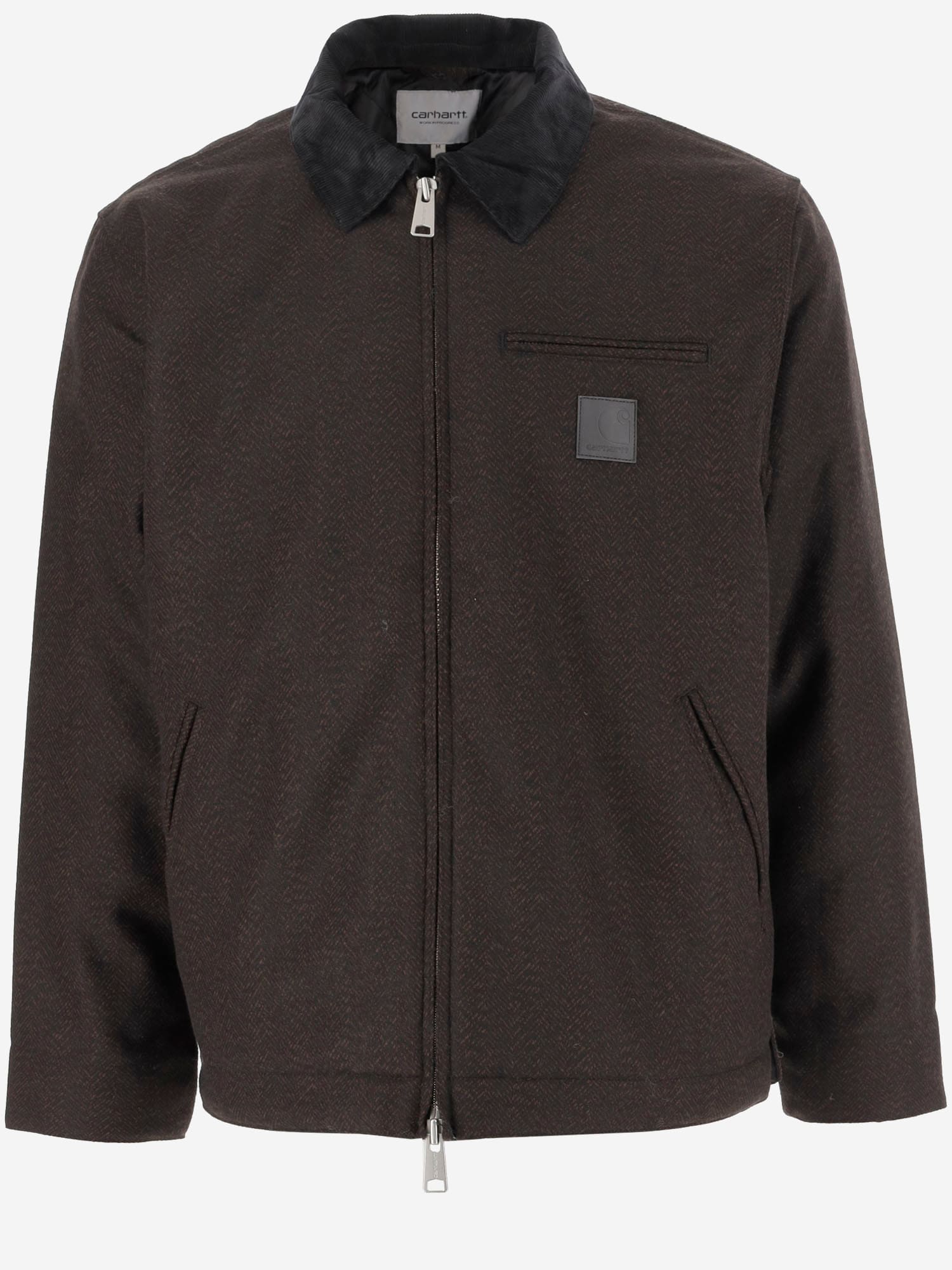 Shop Carhartt Wool Blend Jacket With Logo In Brown