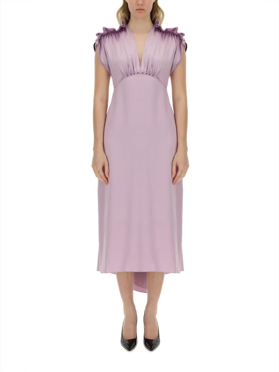 Shop Victoria Beckham V-neck Dress In Lilac