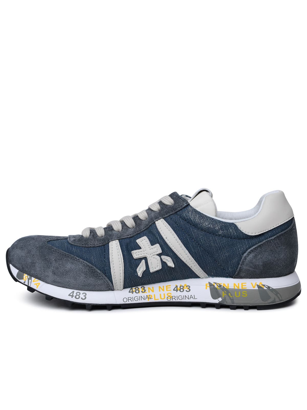 Shop Premiata Lucy Blue Leather And Fabric Sneakers