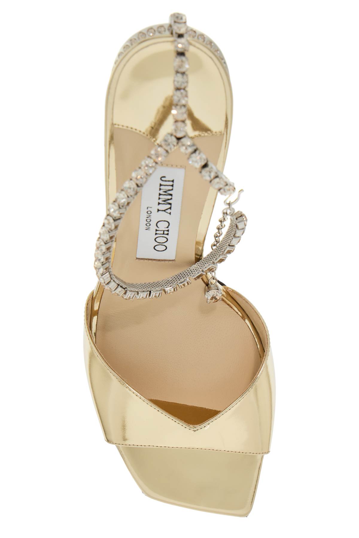 Shop Jimmy Choo Saeda 85 Sand In Gold Crystal Honey (metallic)