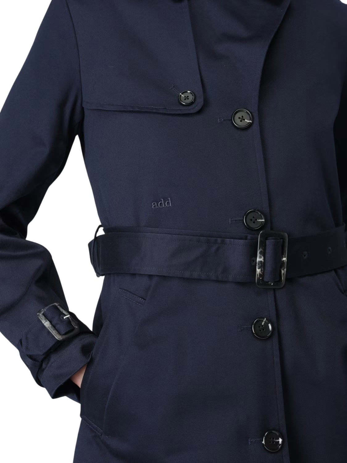 Add Single Breasted Trench In Blue
