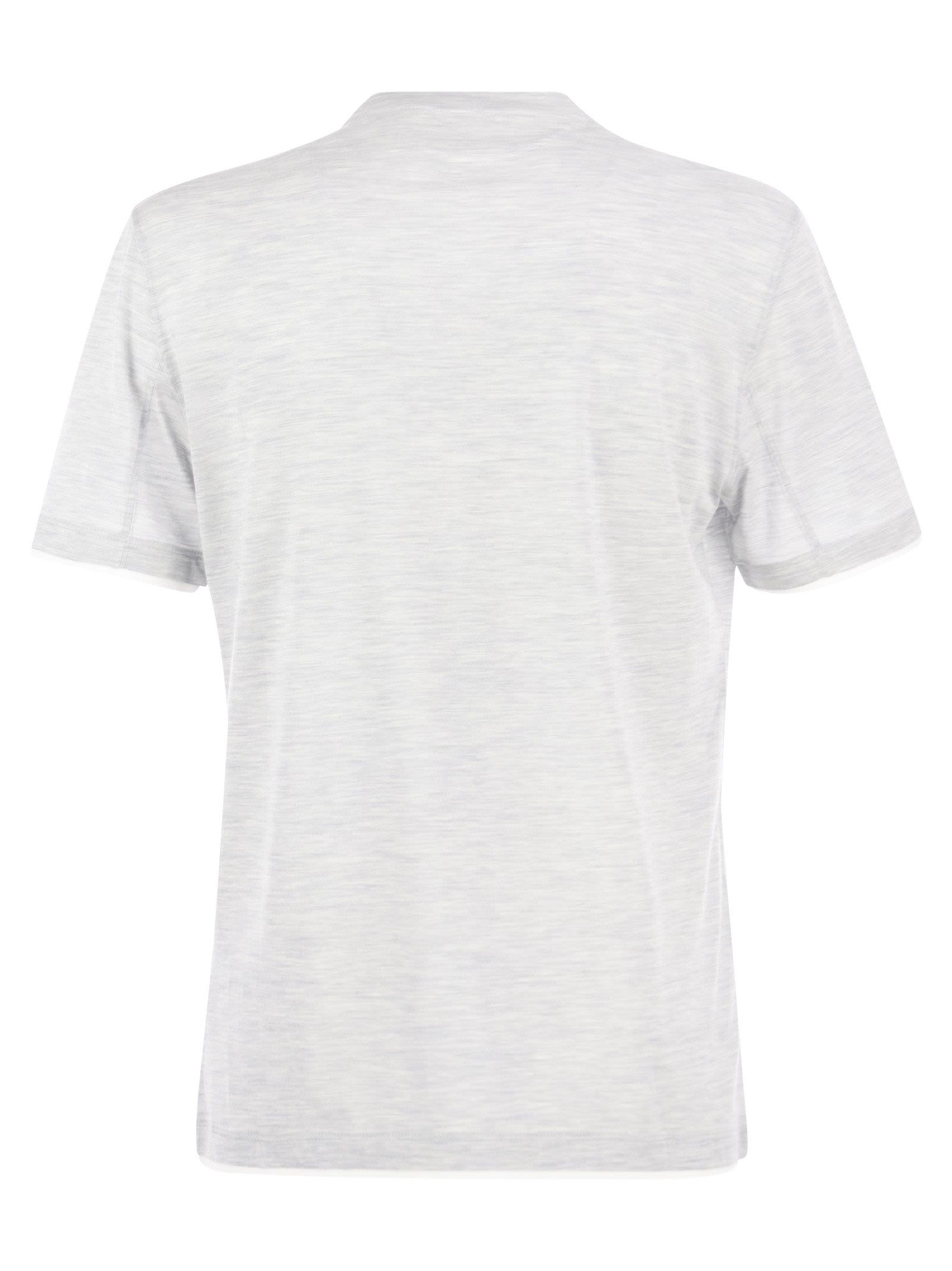 Shop Brunello Cucinelli Slim Fit Crew-neck T-shirt In Lightweight Cotton Jersey In Pearl