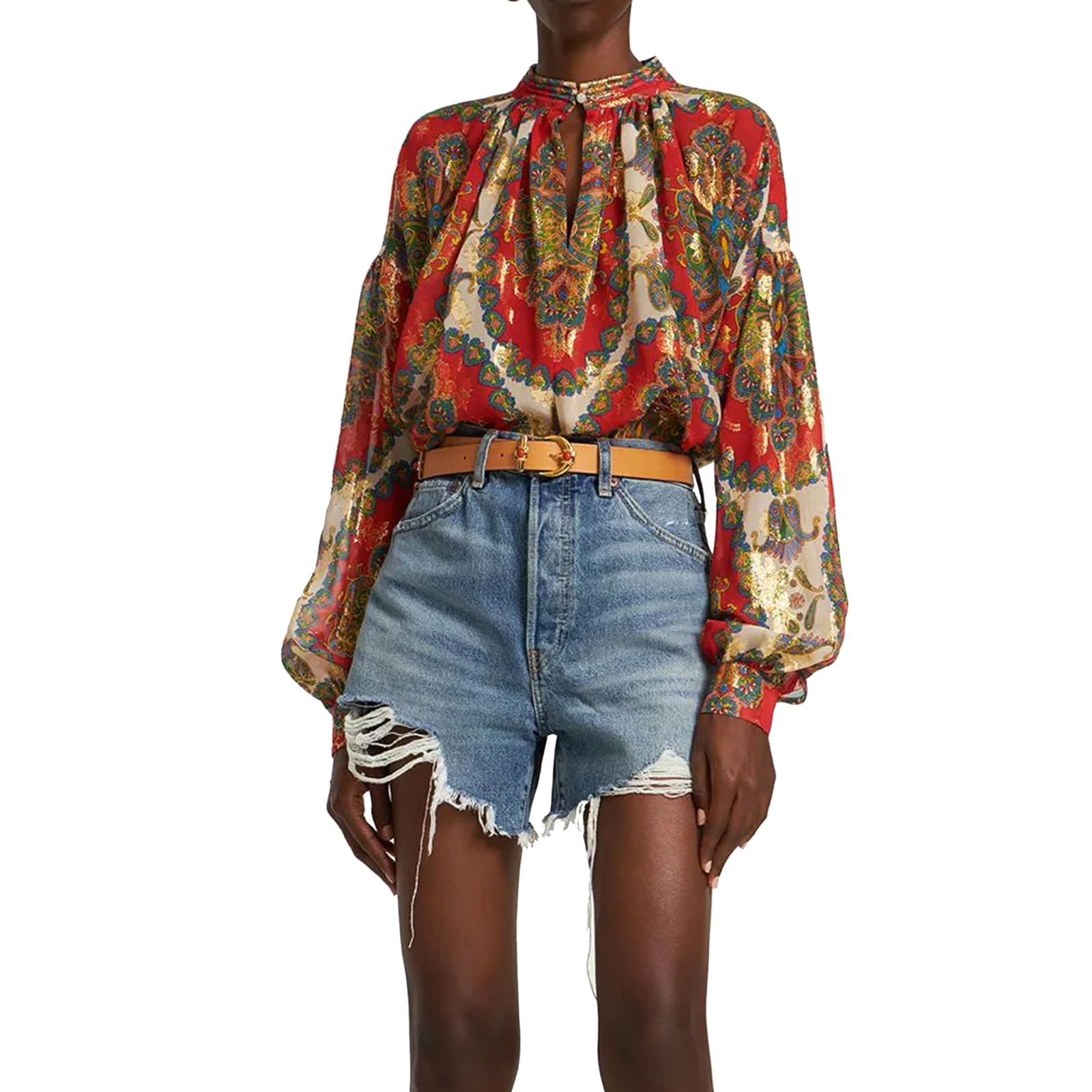 Etro Silk Printed Shirt Women In Orange