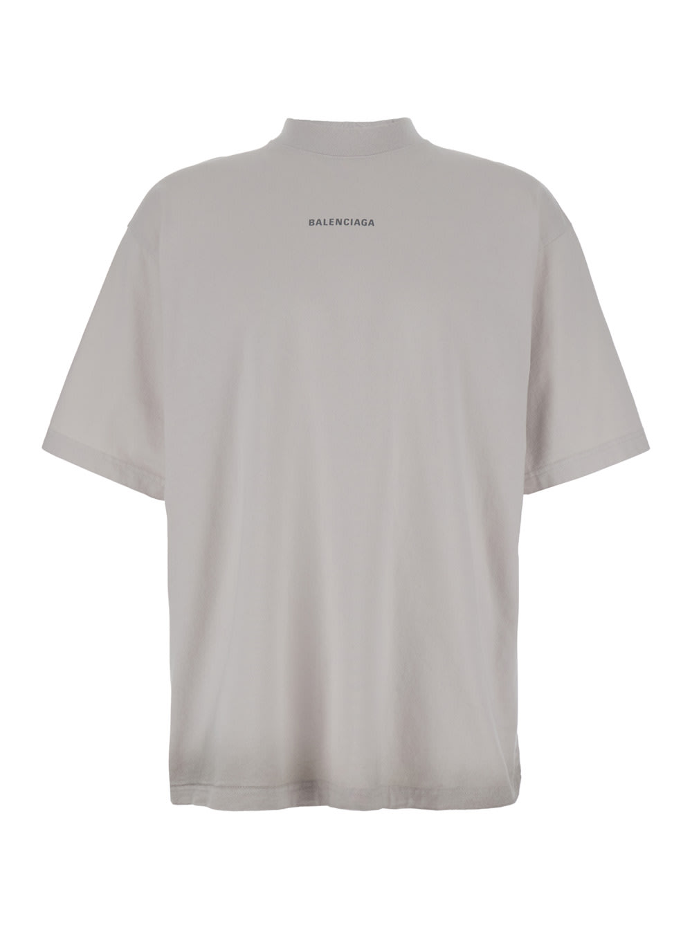 Shop Balenciaga Grey T-shirt With Logo Lettering In Jersey Man