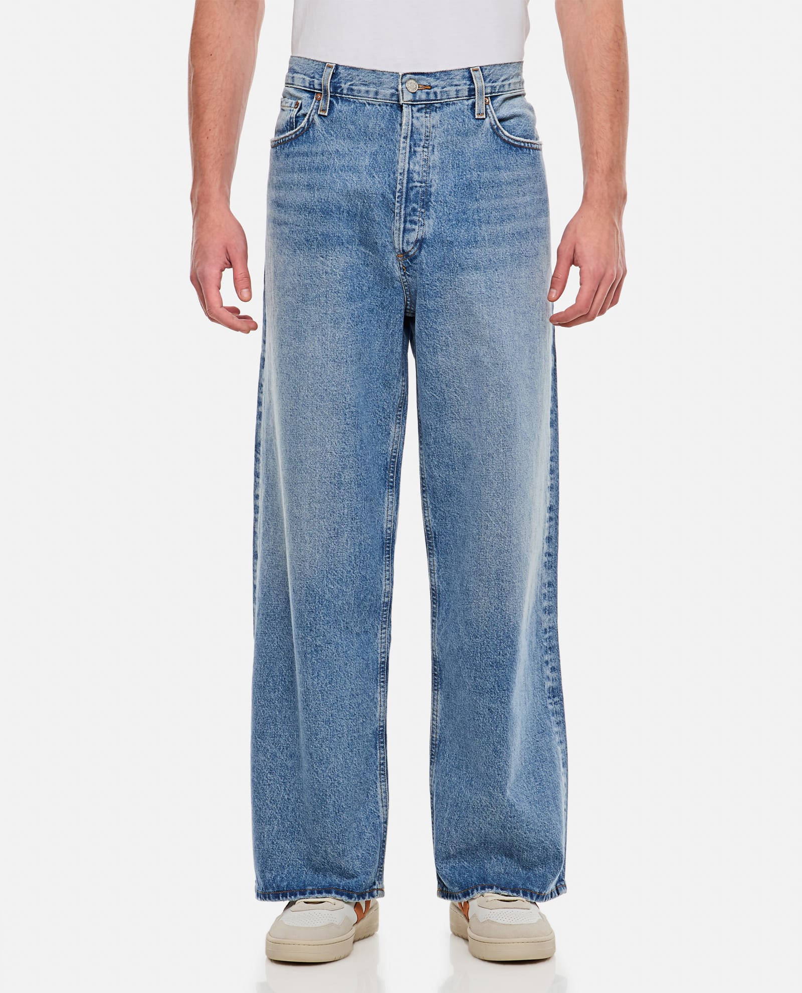 Shop Agolde Low Slung Baggy Jeans In Clear Blue
