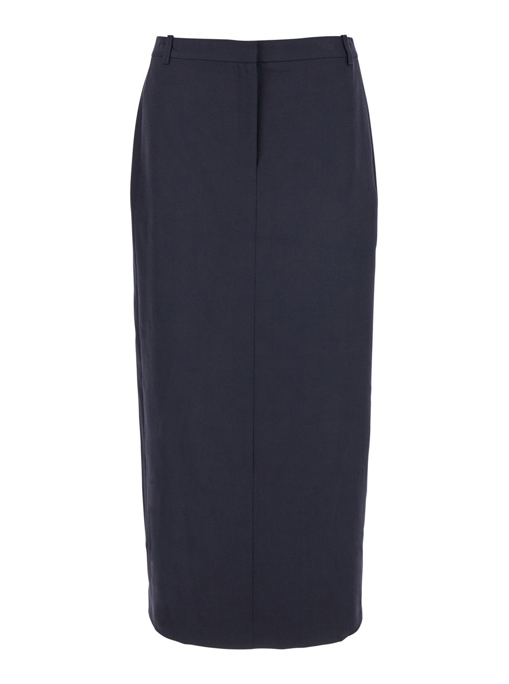 Shop Theory Midi Blue Skirt With Slit In Wool Blend Woman